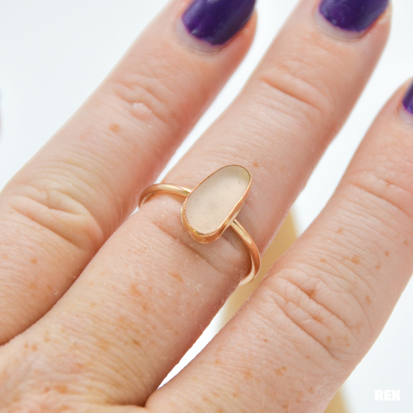 Gold fill Pink Sea glass size 7