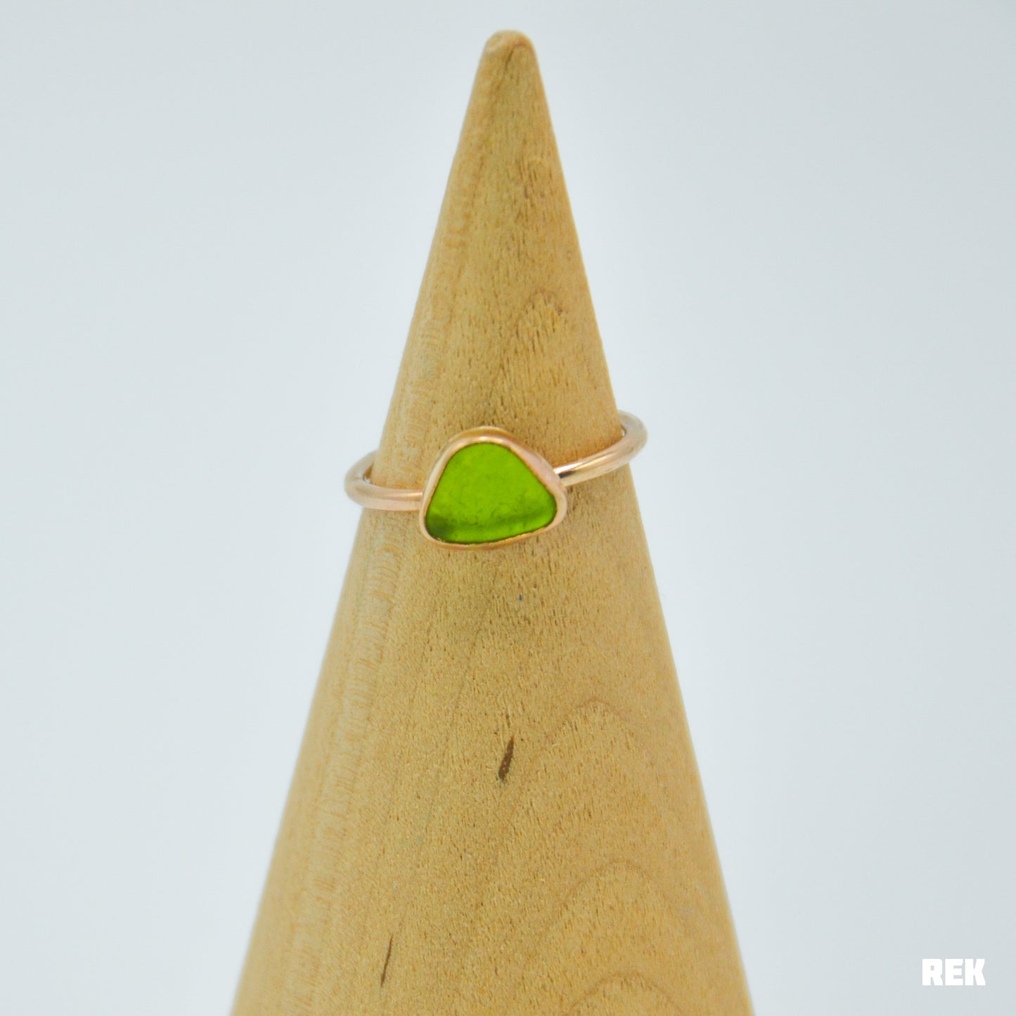 Gold Fill lime green sea glass size 6