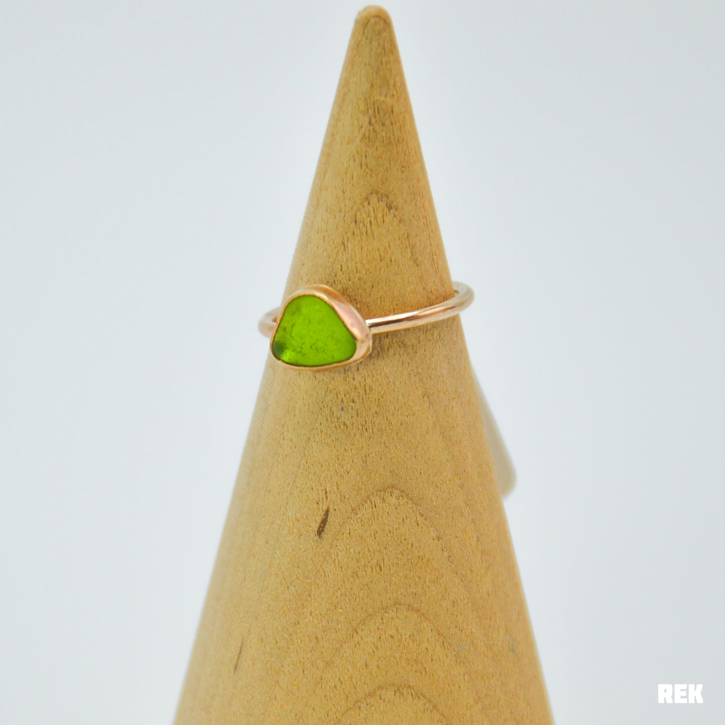 Gold Fill lime green sea glass size 6