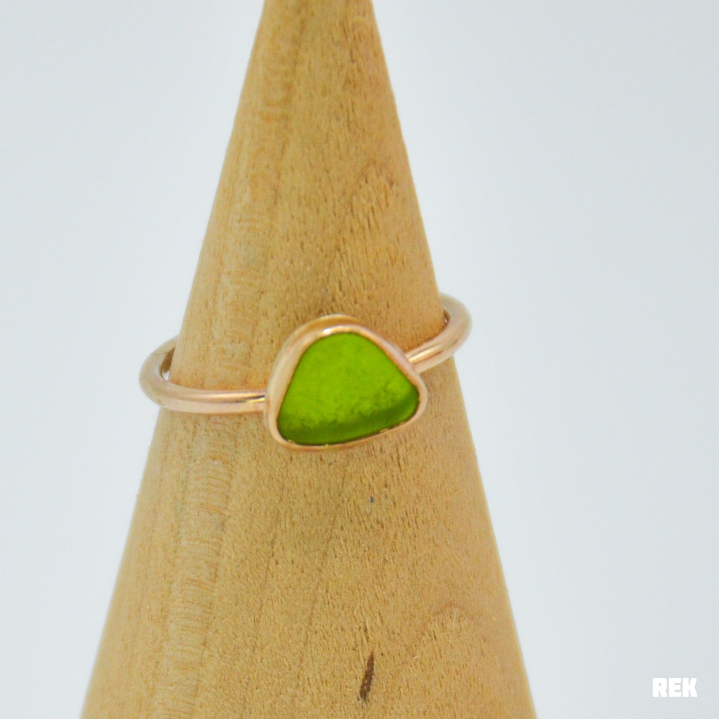 Gold Fill lime green sea glass size 6