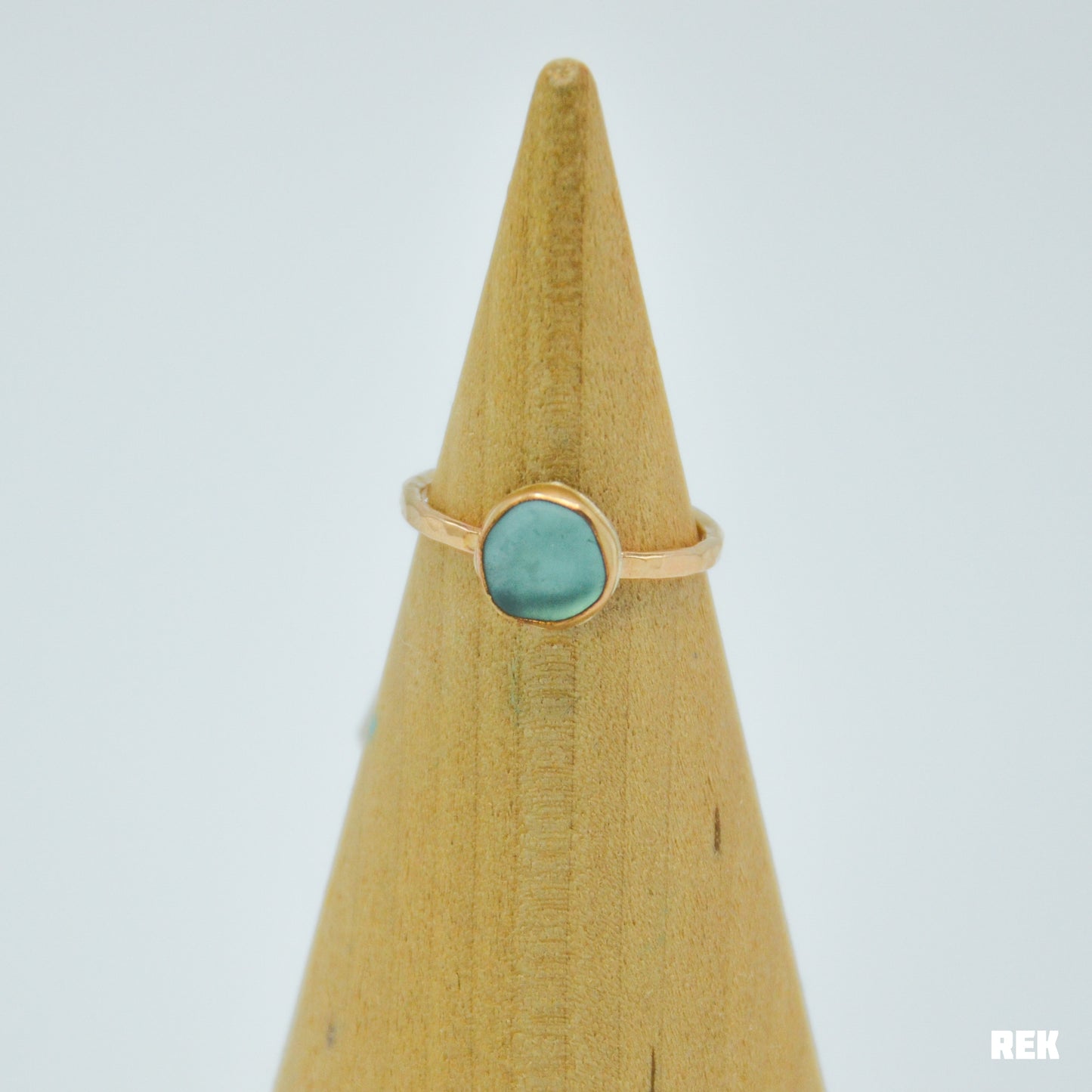Gold fill aqua sea glass size 6