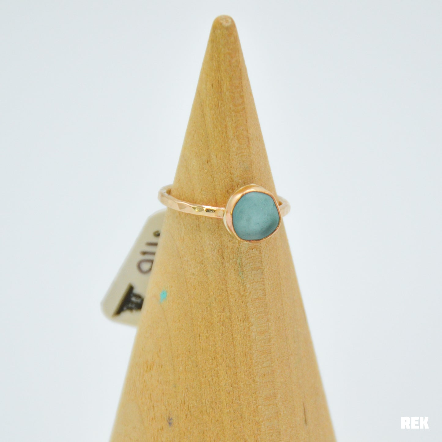 Gold fill aqua sea glass size 6