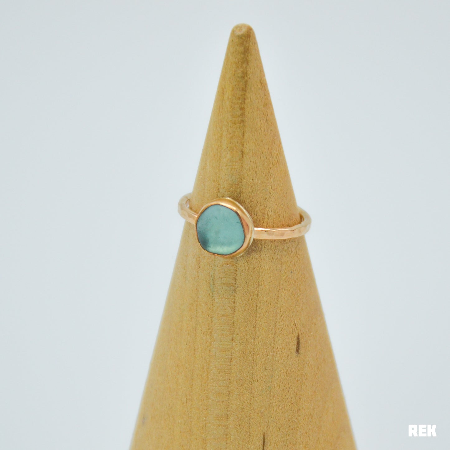 Gold fill aqua sea glass size 6
