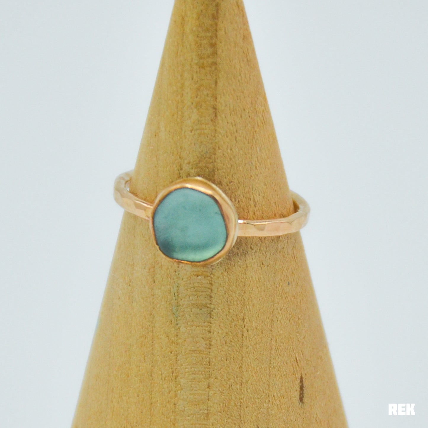 Gold fill aqua sea glass size 6