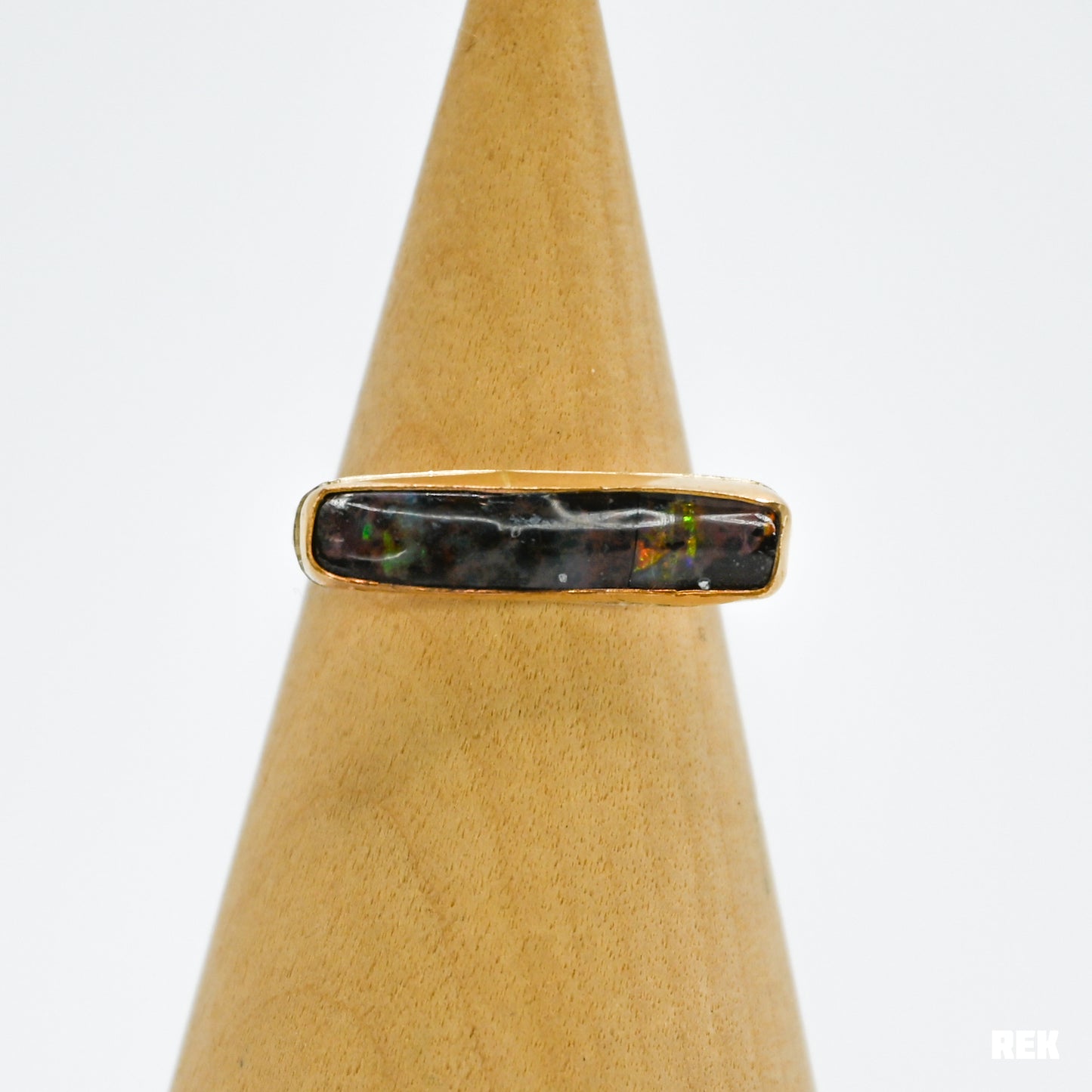 Gold fill horizontal Australian boulder opal size 8.25