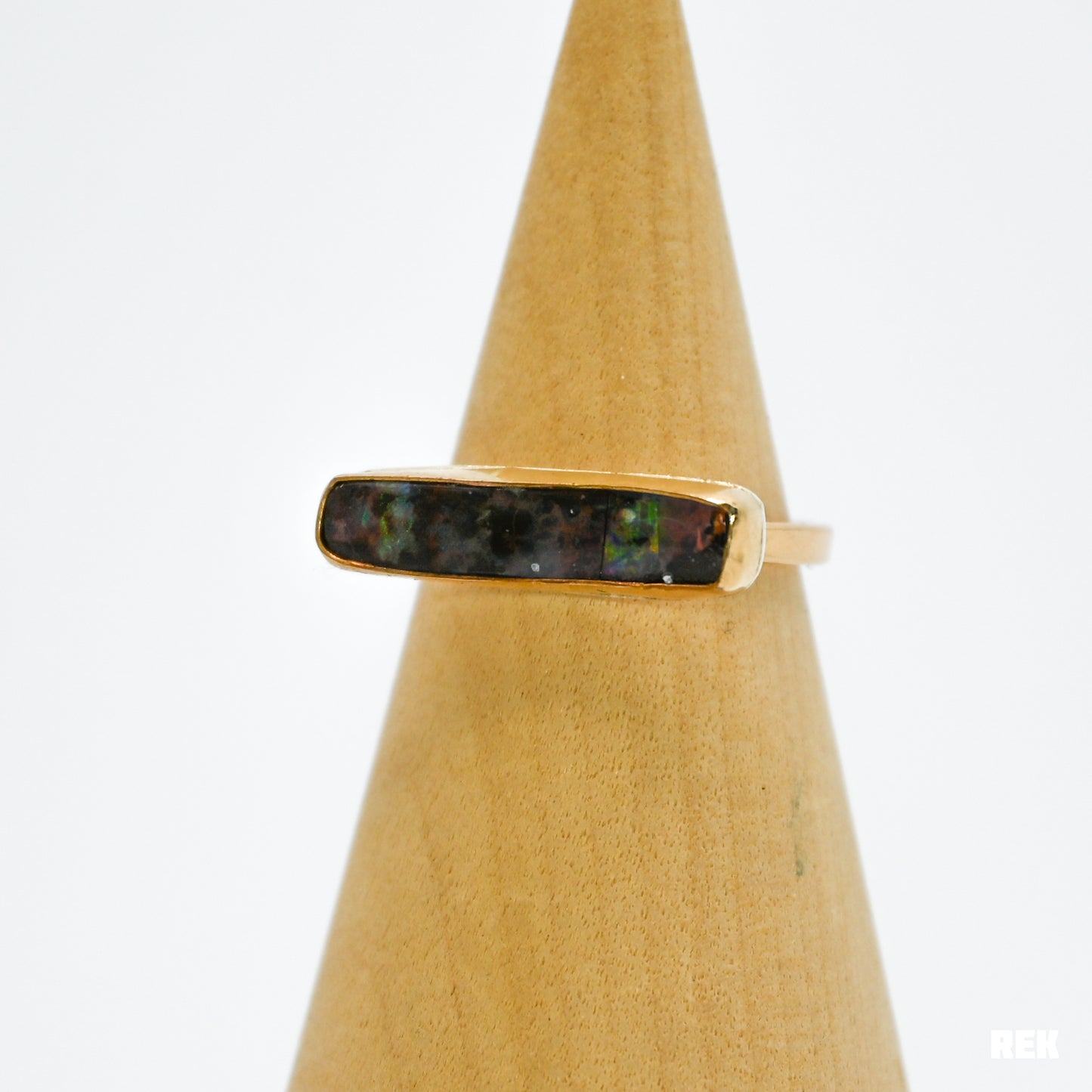 Gold fill horizontal Australian boulder opal size 8.25