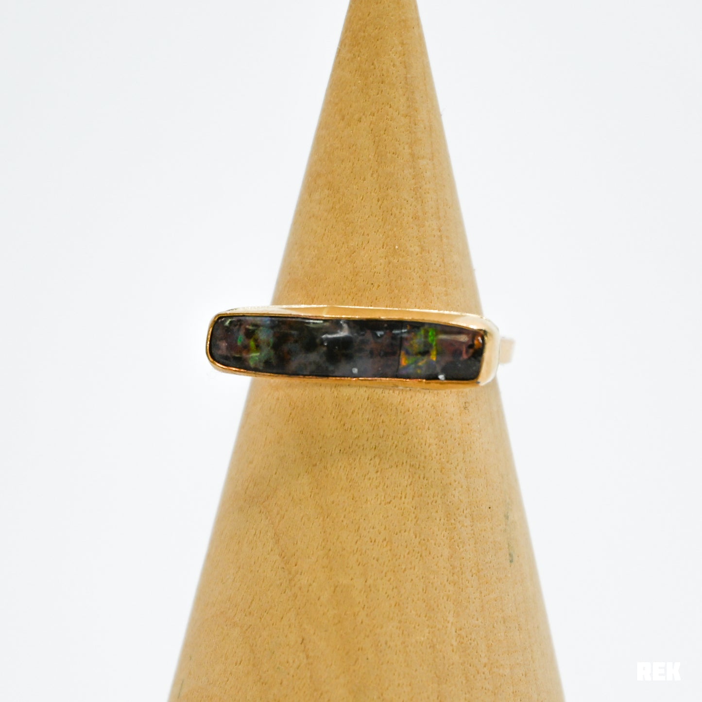 Gold fill horizontal Australian boulder opal size 8.25
