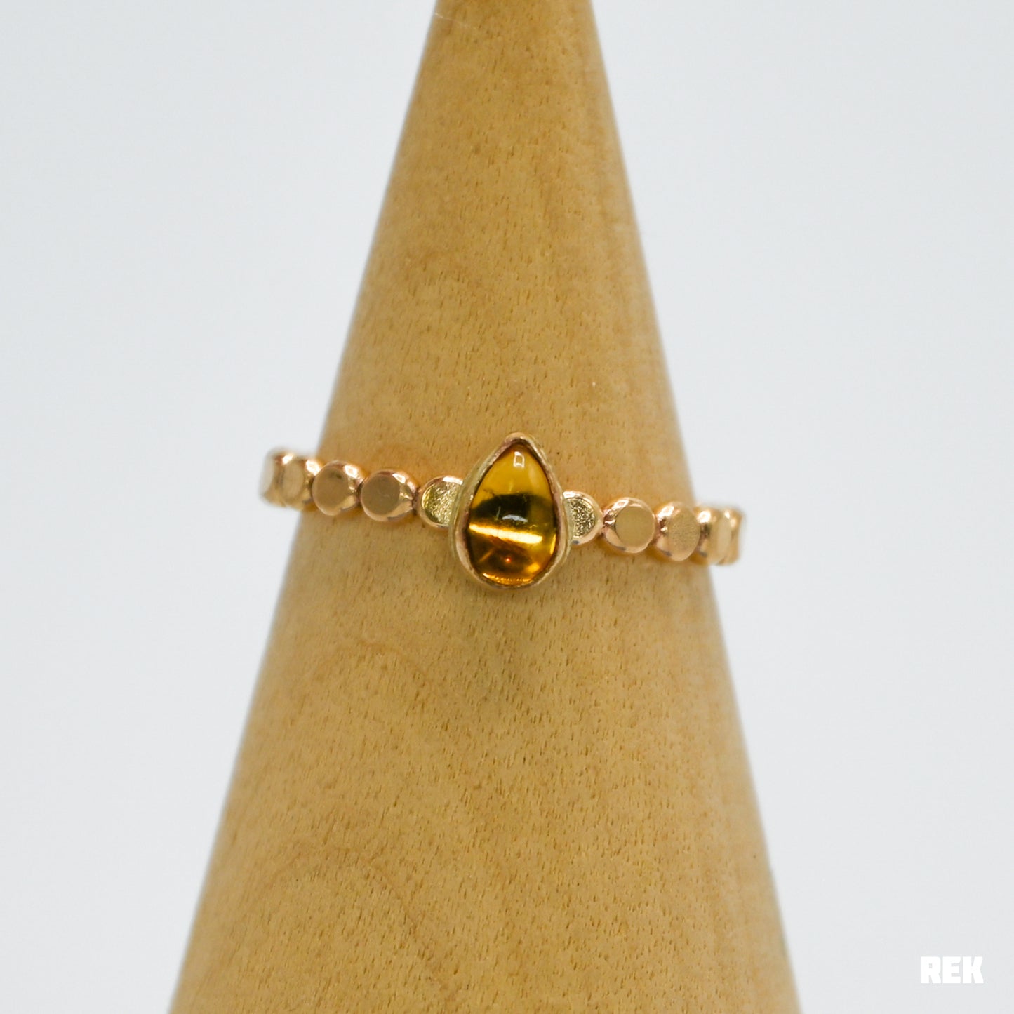 Gold fill tiny pear citrine size 7