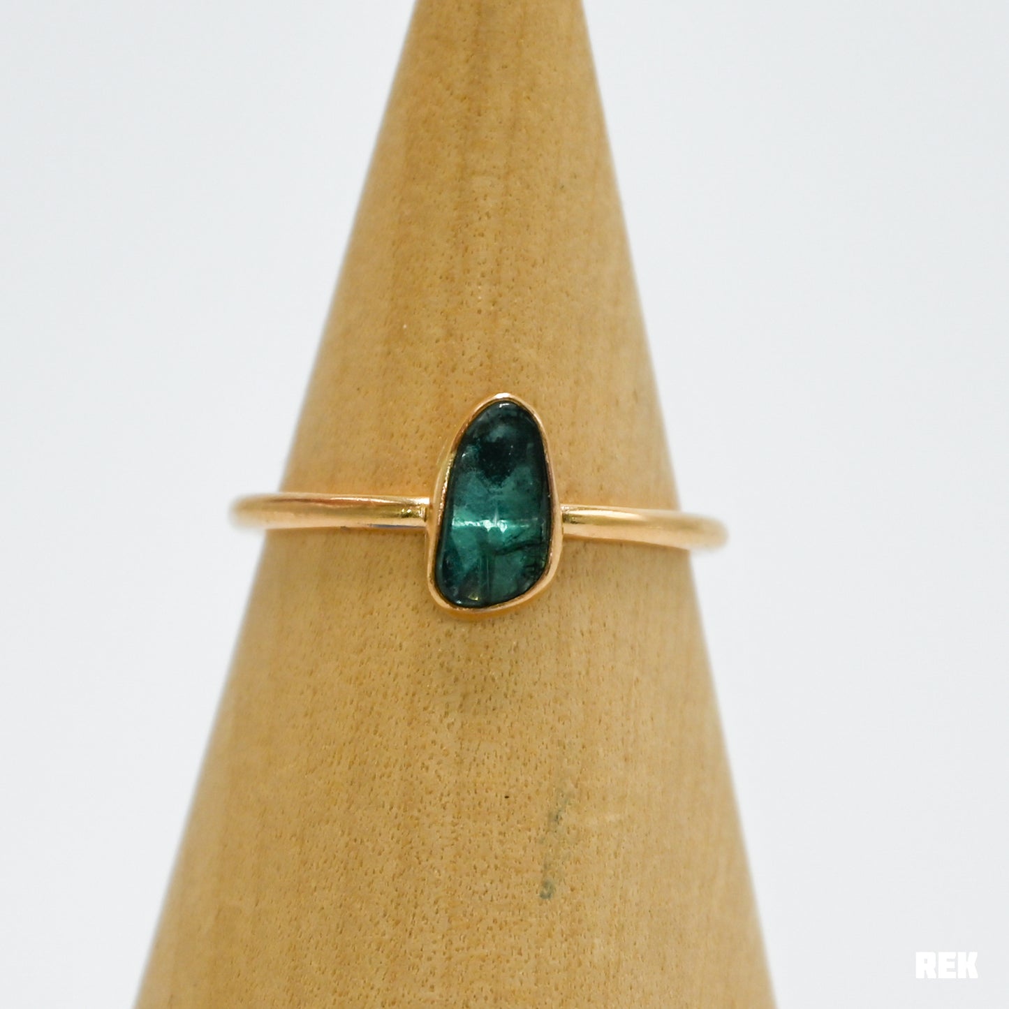Gold fill teal rose cut tourmaline size 8.75