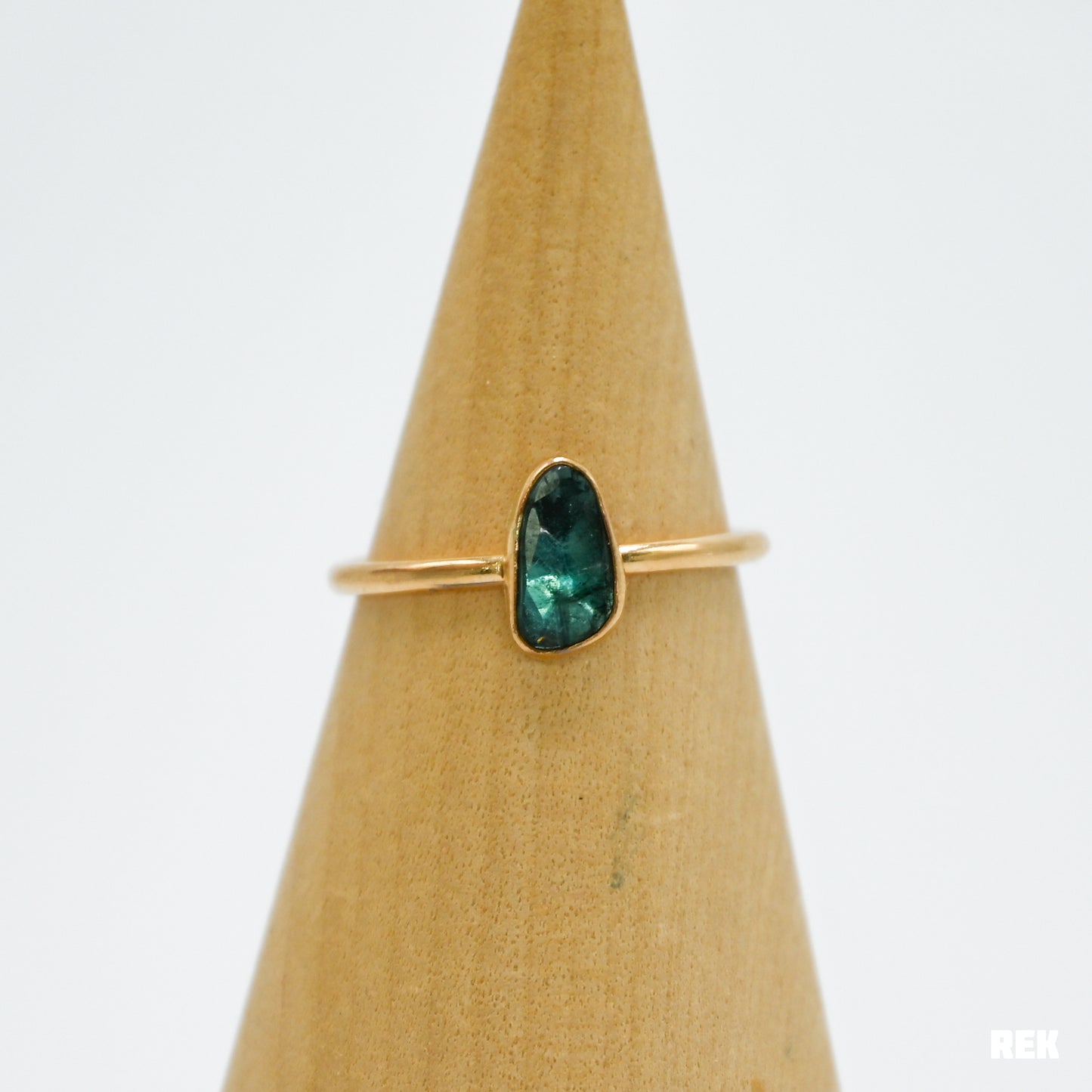 Gold fill teal rose cut tourmaline size 8.75