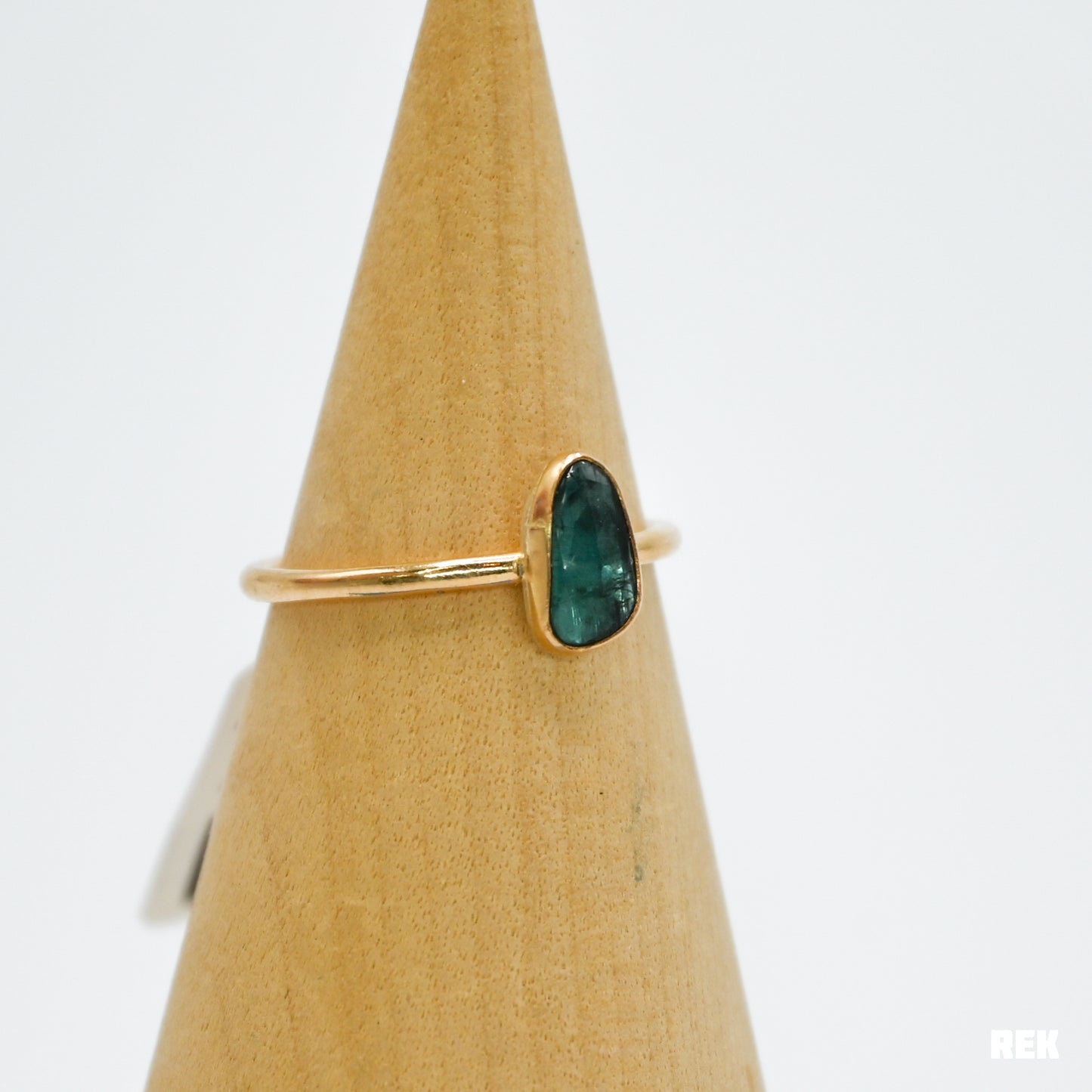 Gold fill teal rose cut tourmaline size 8.75