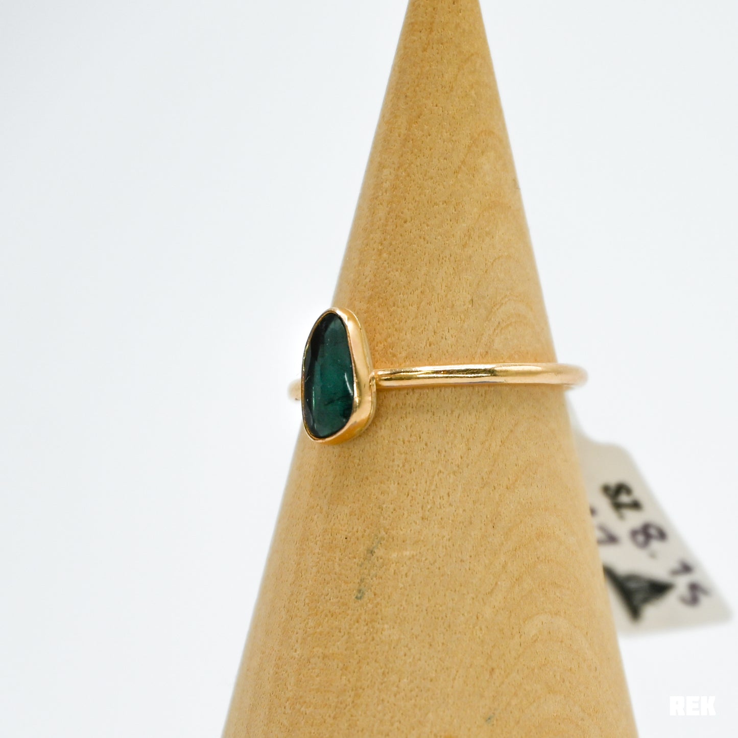 Gold fill teal rose cut tourmaline size 8.75