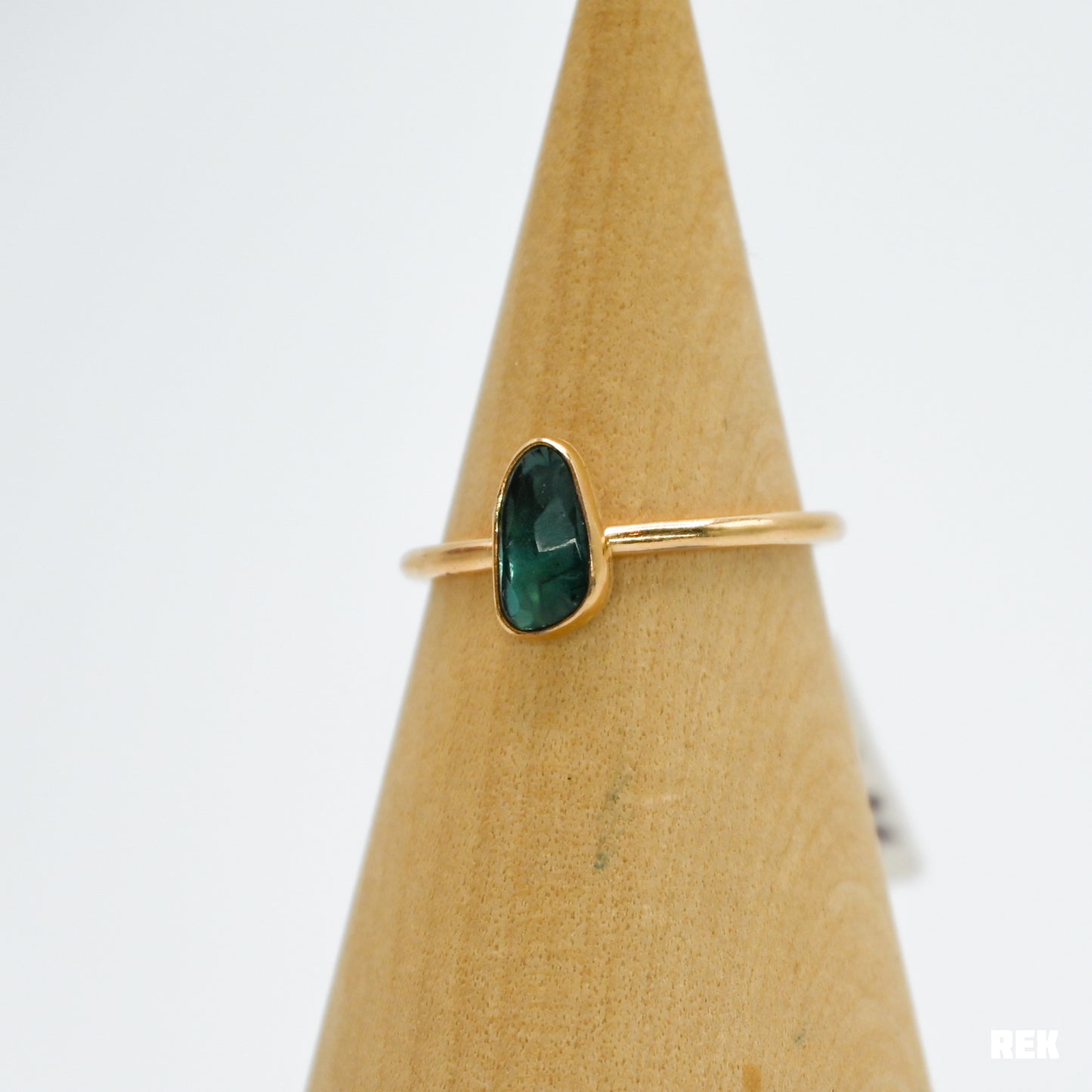 Gold fill teal rose cut tourmaline size 8.75