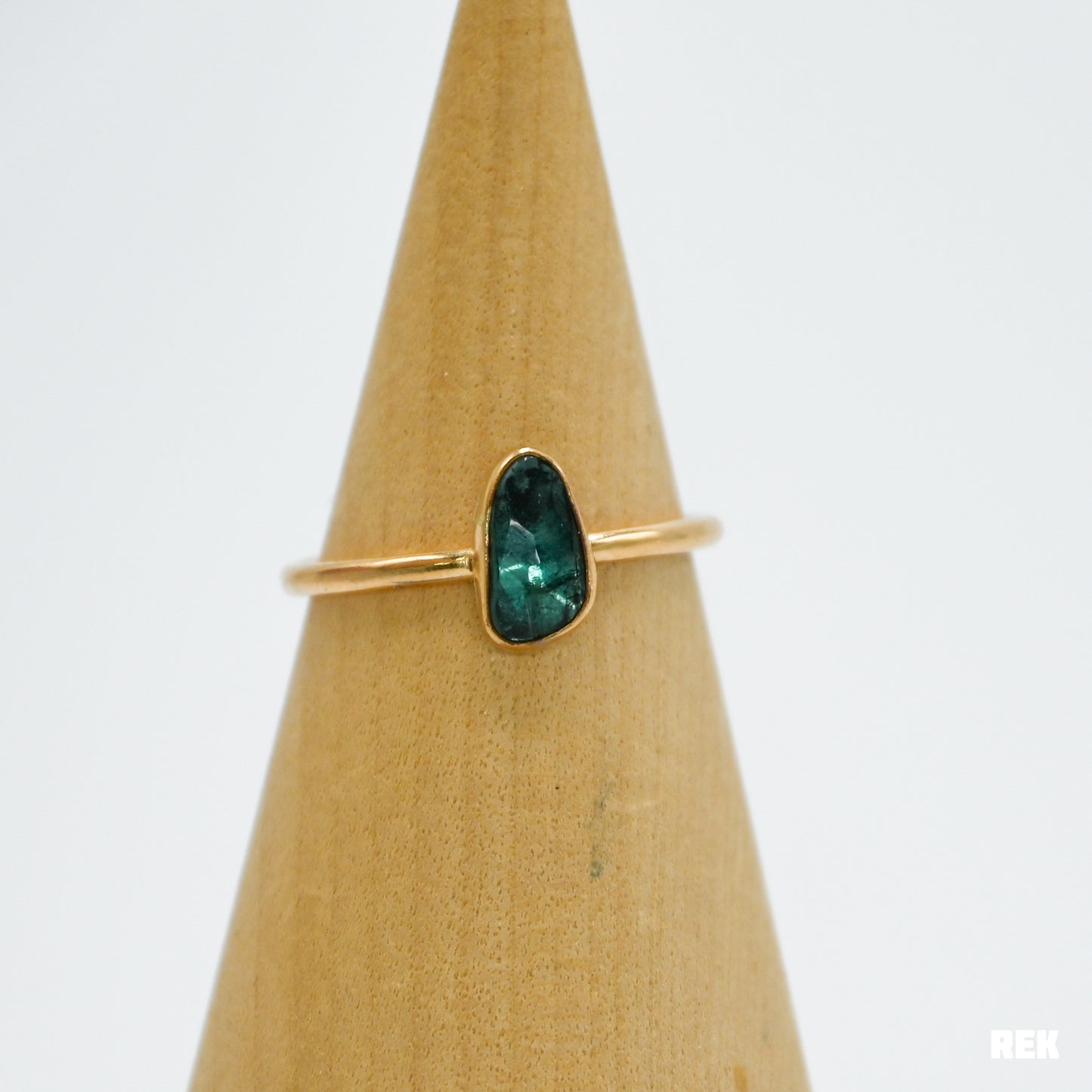 Gold fill teal rose cut tourmaline size 8.75