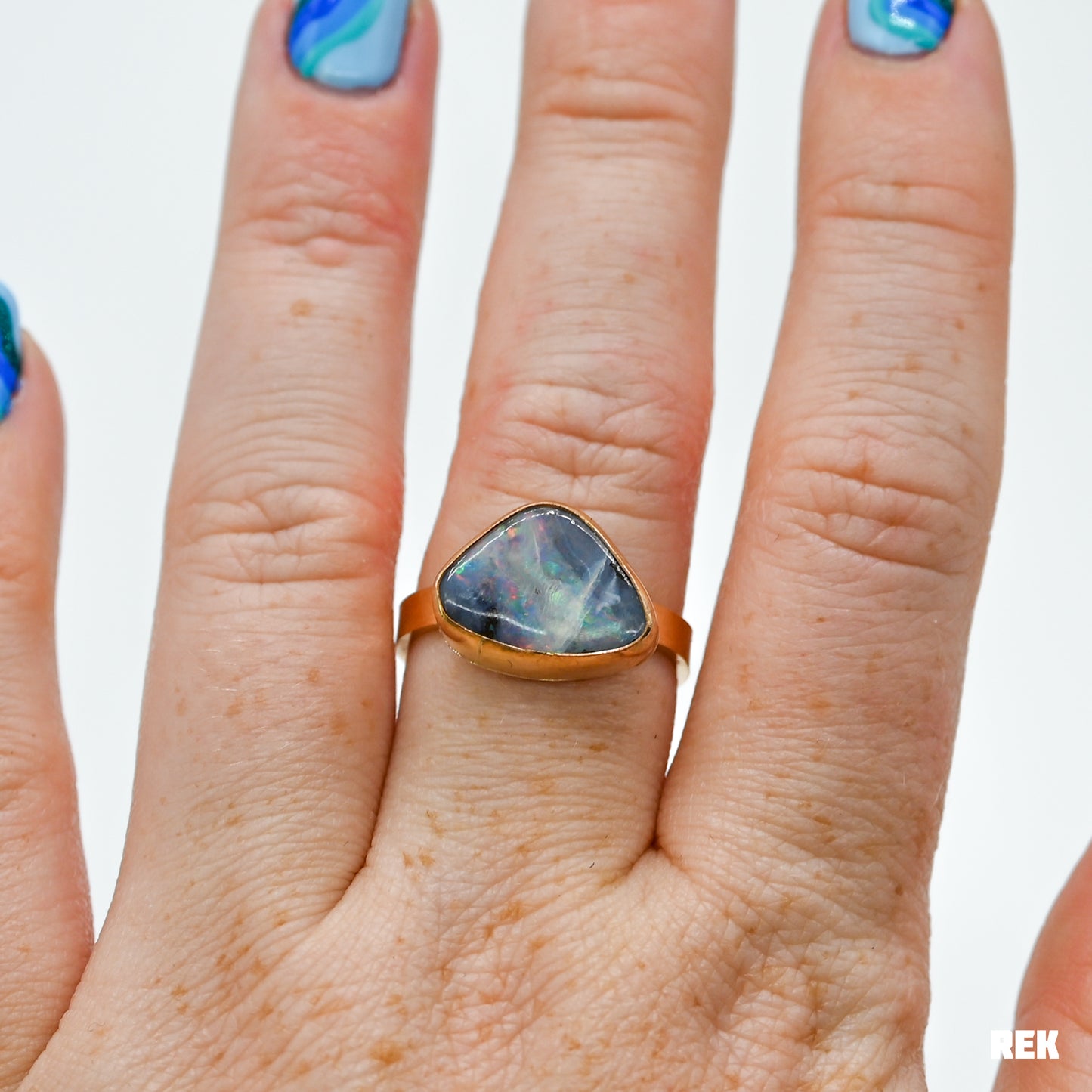 Gold fill Australian boulder opal size 9