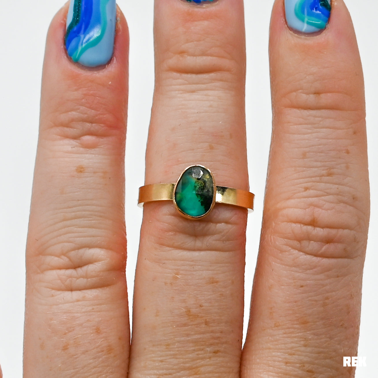 Gold fill rose cut gem silica size 7.25
