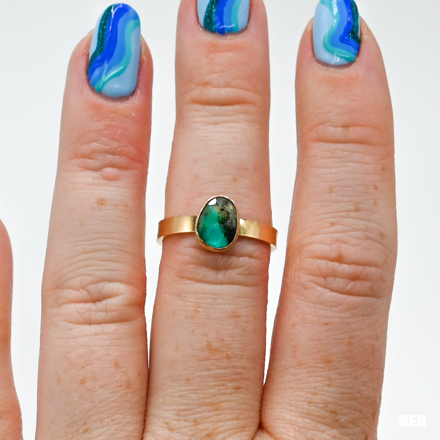 Gold fill rose cut gem silica size 7.25