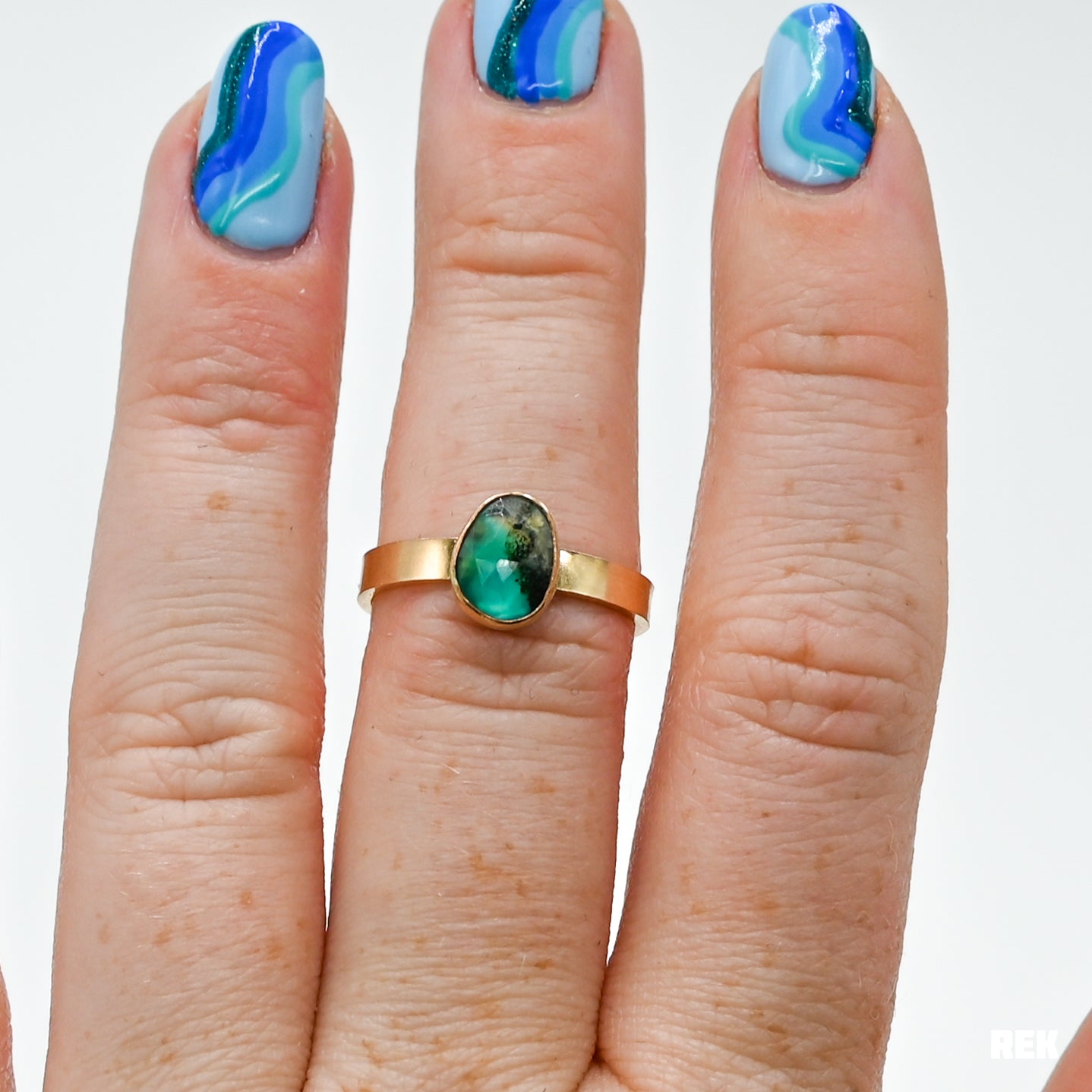 Gold fill rose cut gem silica size 7.25