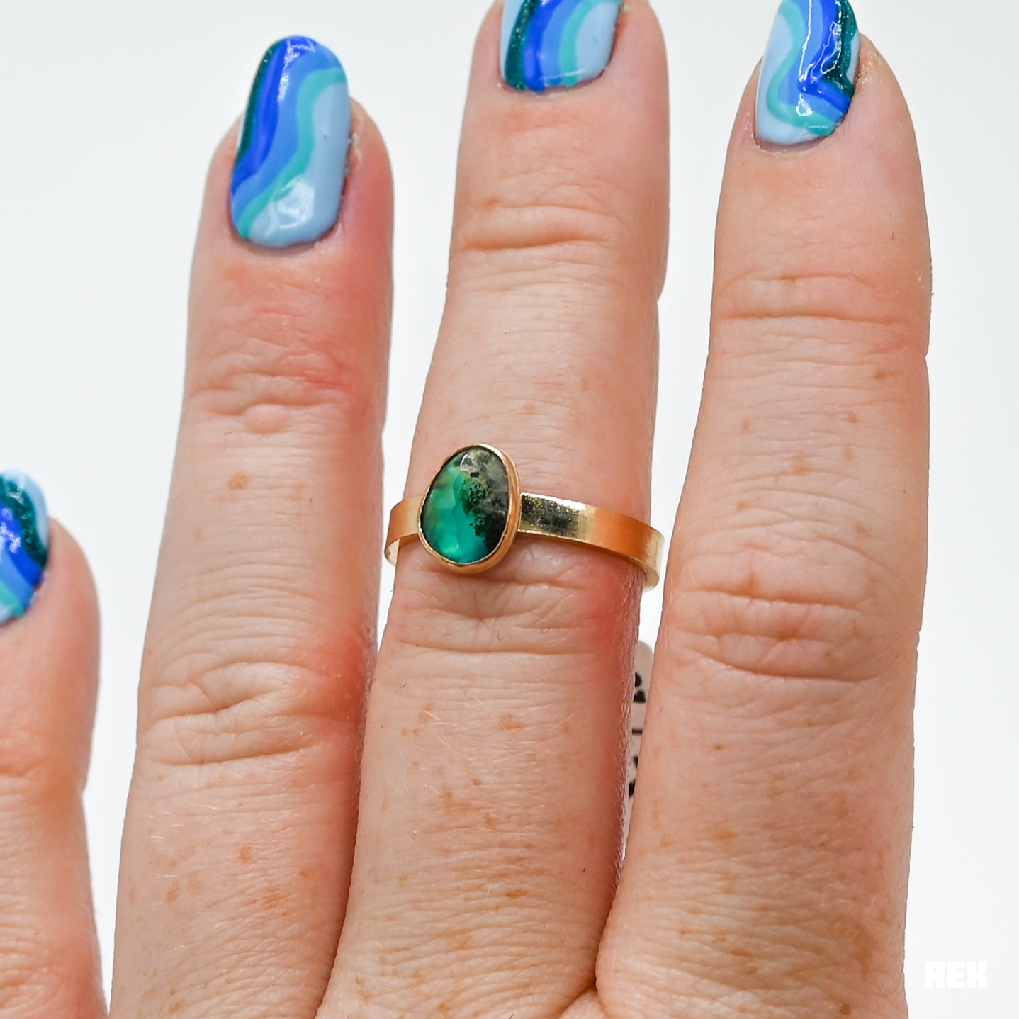 Gold fill rose cut gem silica size 7.25