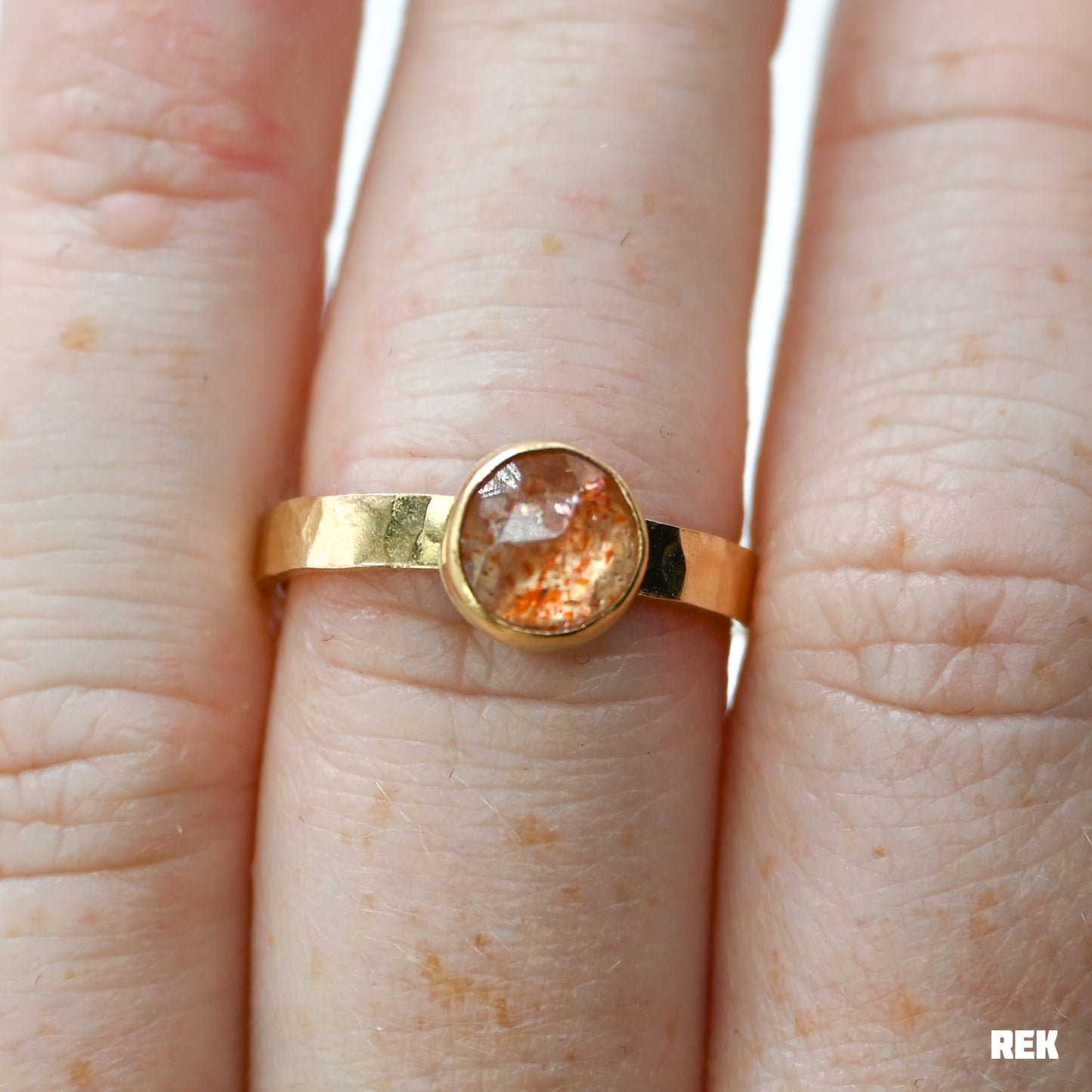 Gold fill rose cut sunstone size 8