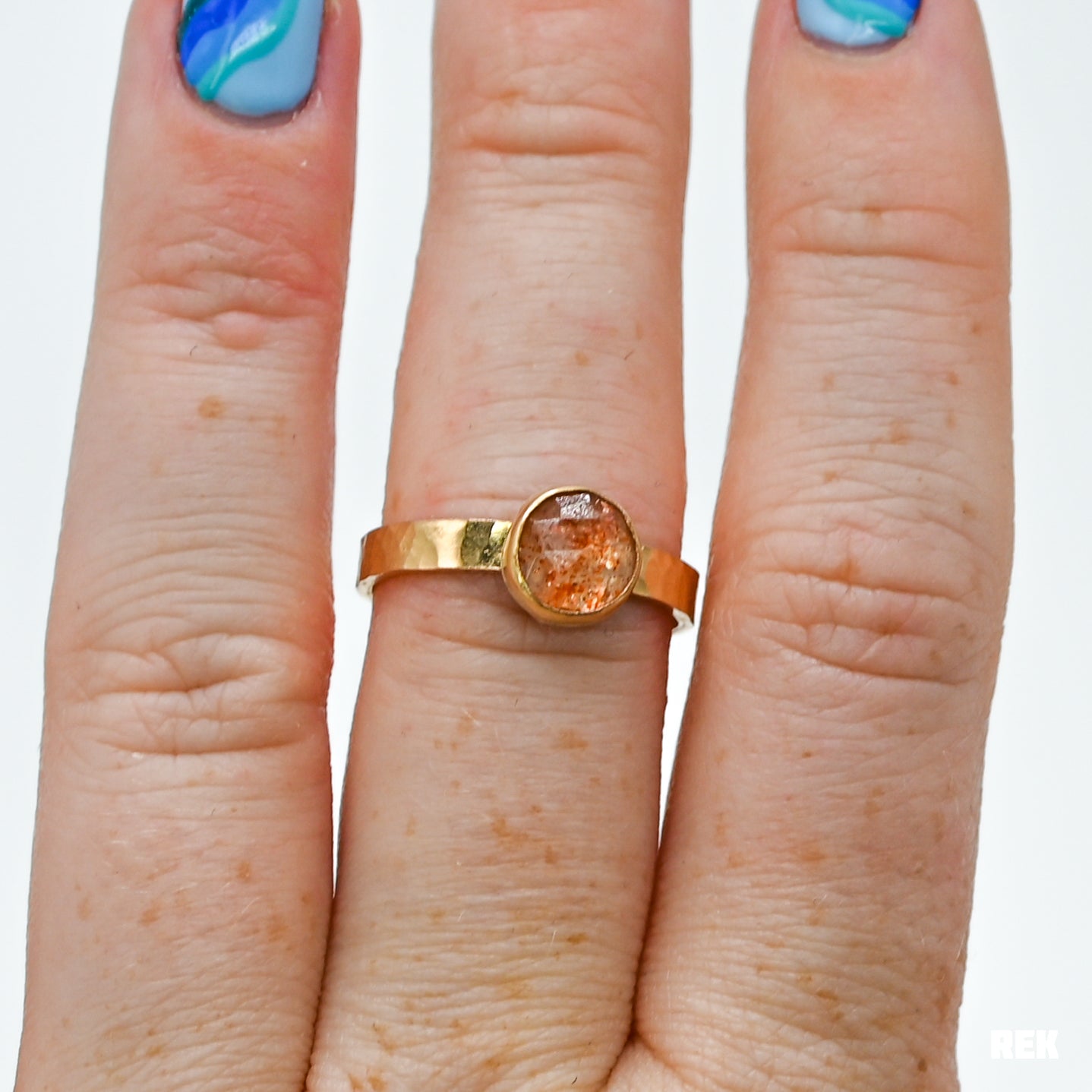 Gold fill rose cut sunstone size 8