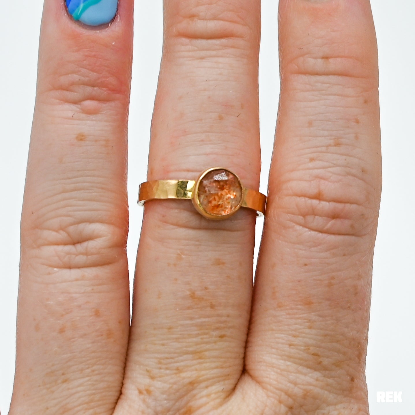 Gold fill rose cut sunstone size 8