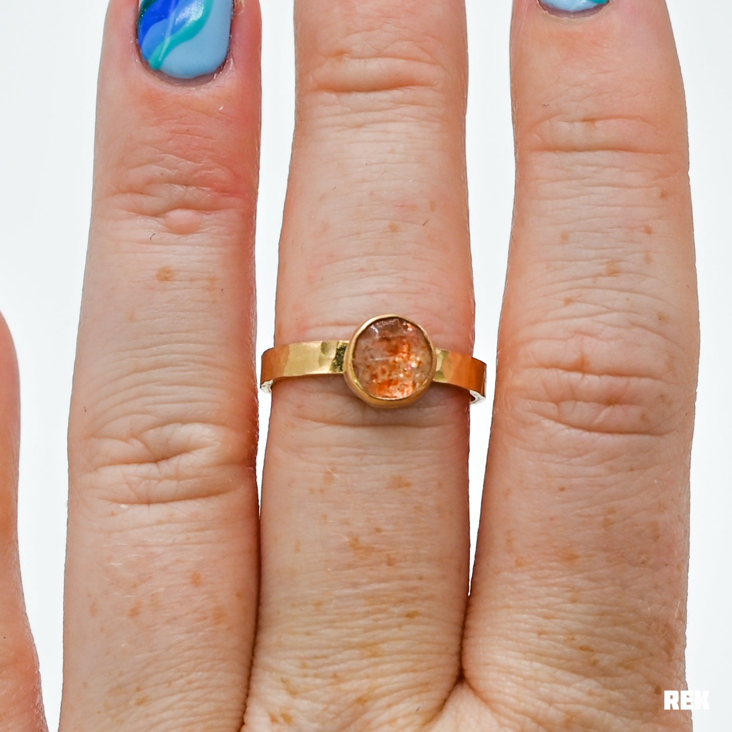 Gold fill rose cut sunstone size 8