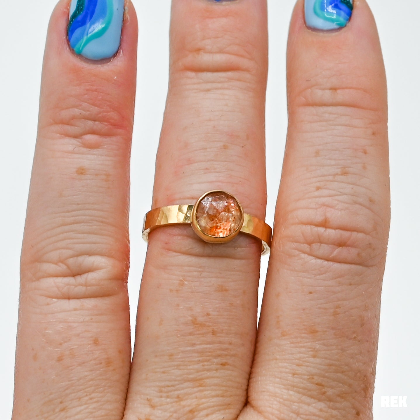 Gold fill rose cut sunstone size 8