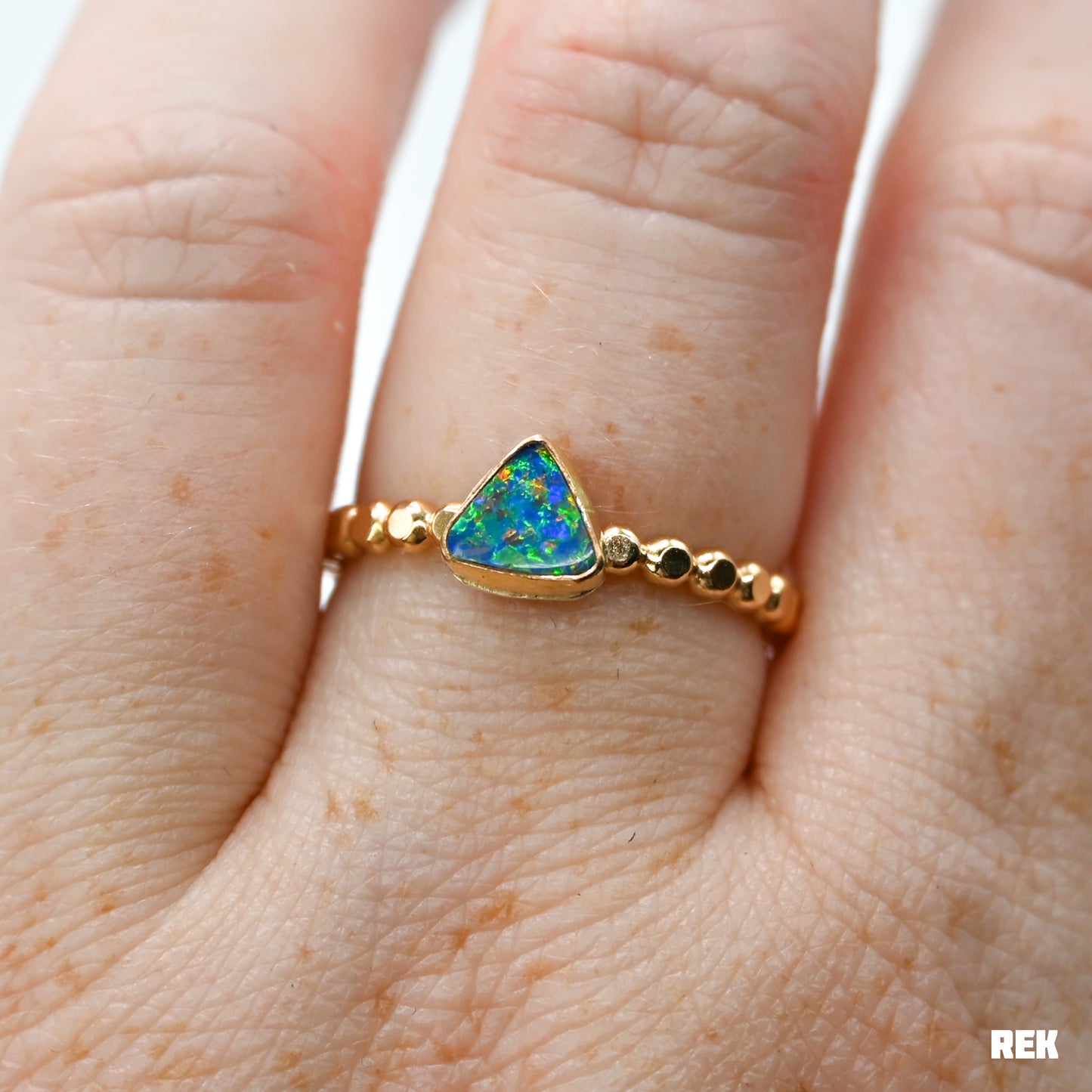 Gold fill triangle Australian opal size 8.25