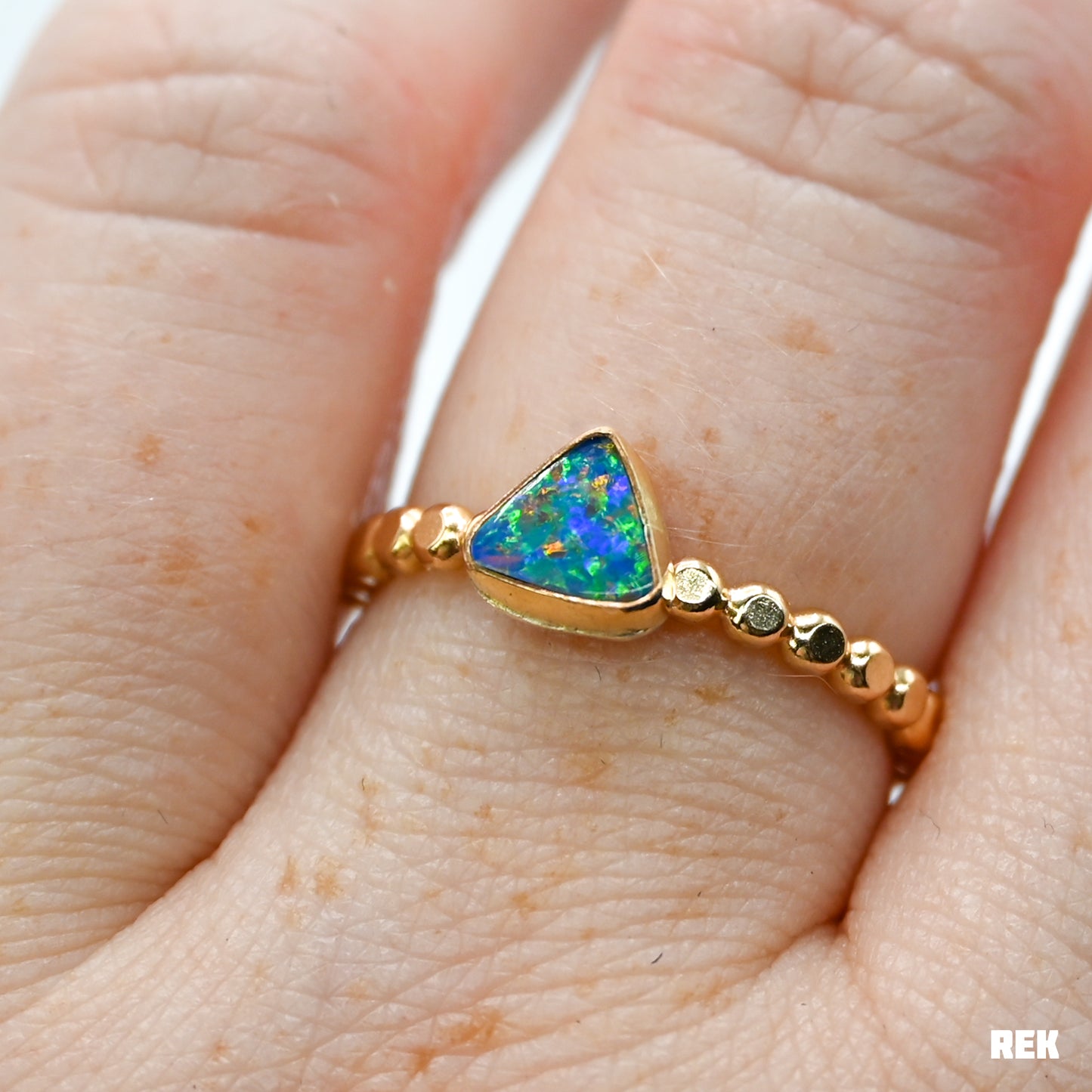 Gold fill triangle Australian opal size 8.25
