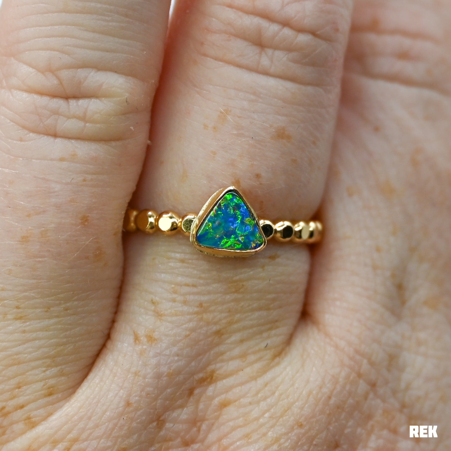Gold fill triangle Australian opal size 8.25