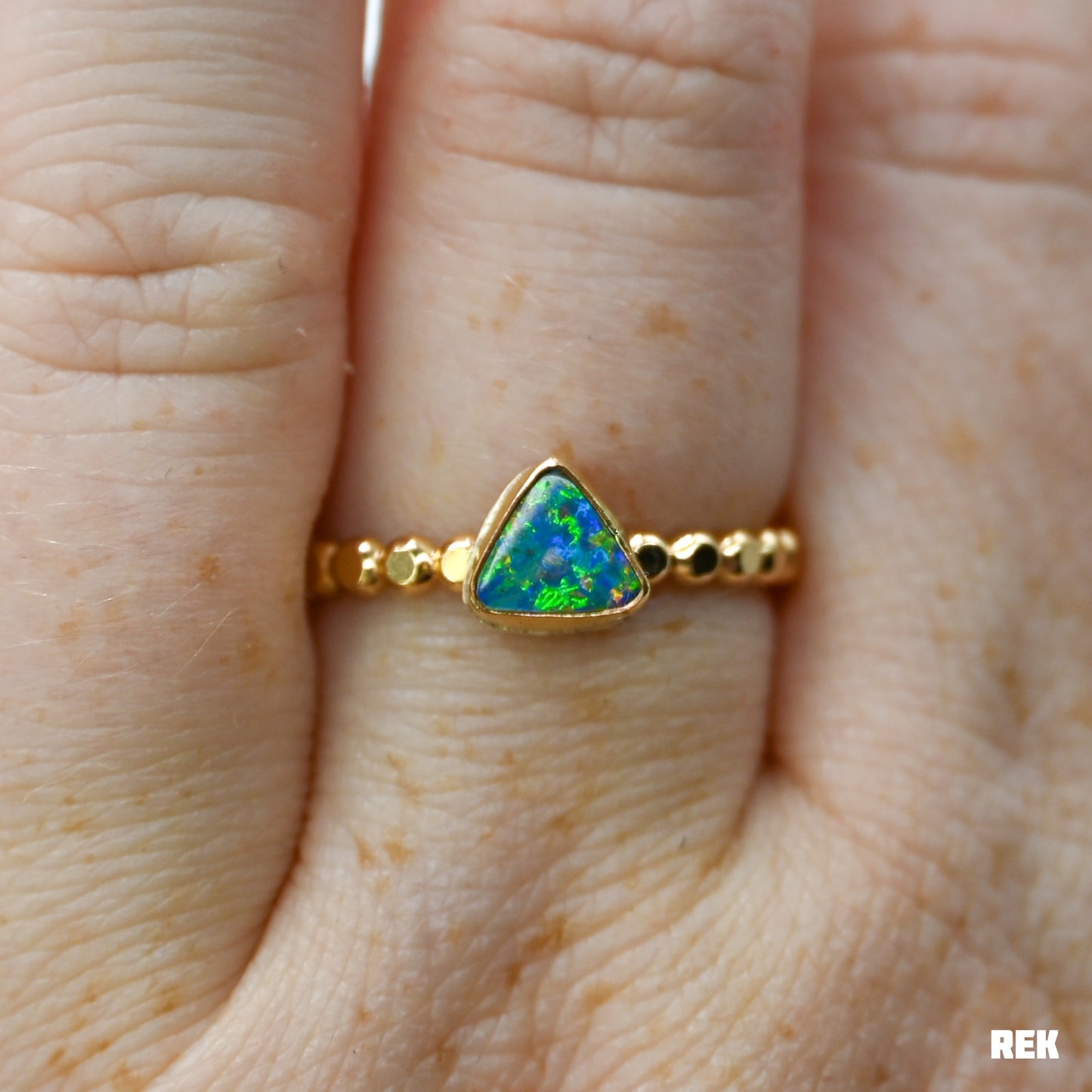 Gold fill triangle Australian opal size 8.25