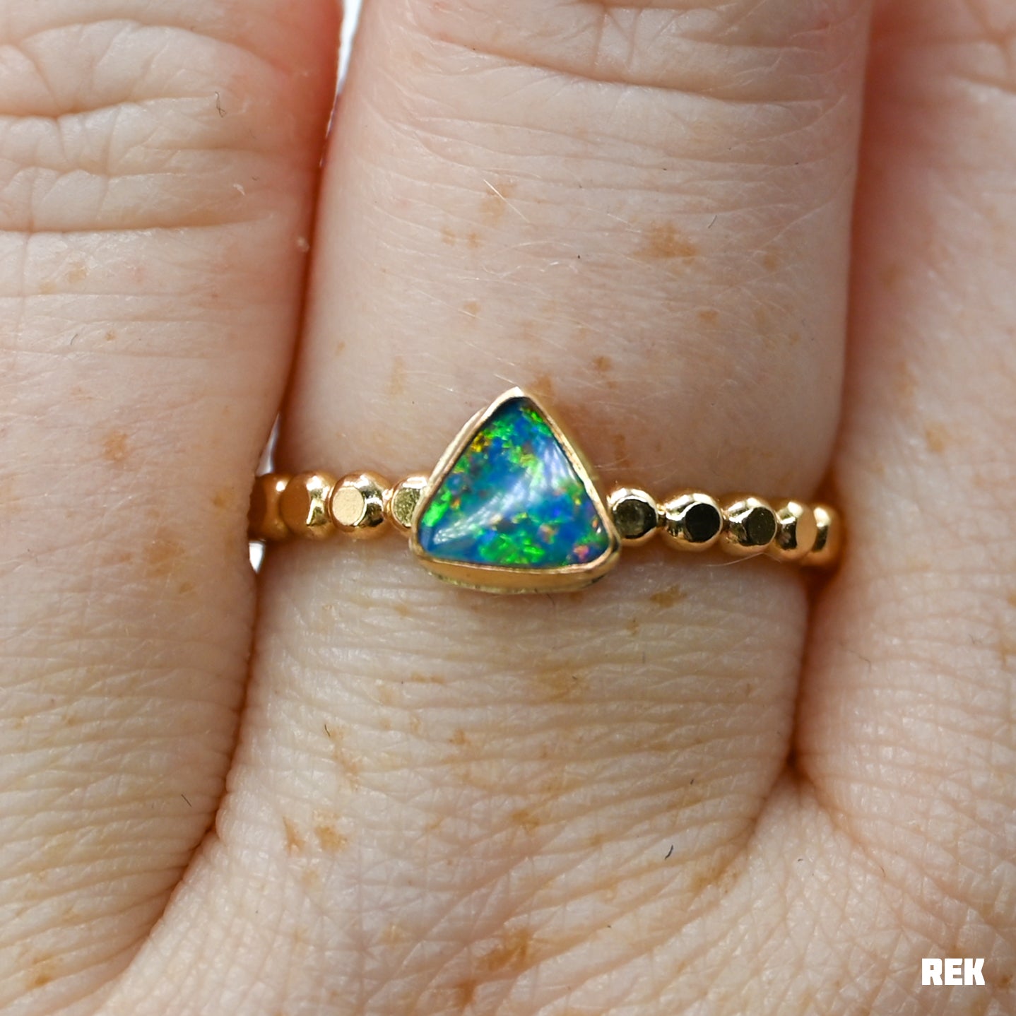 Gold fill triangle Australian opal size 8.25