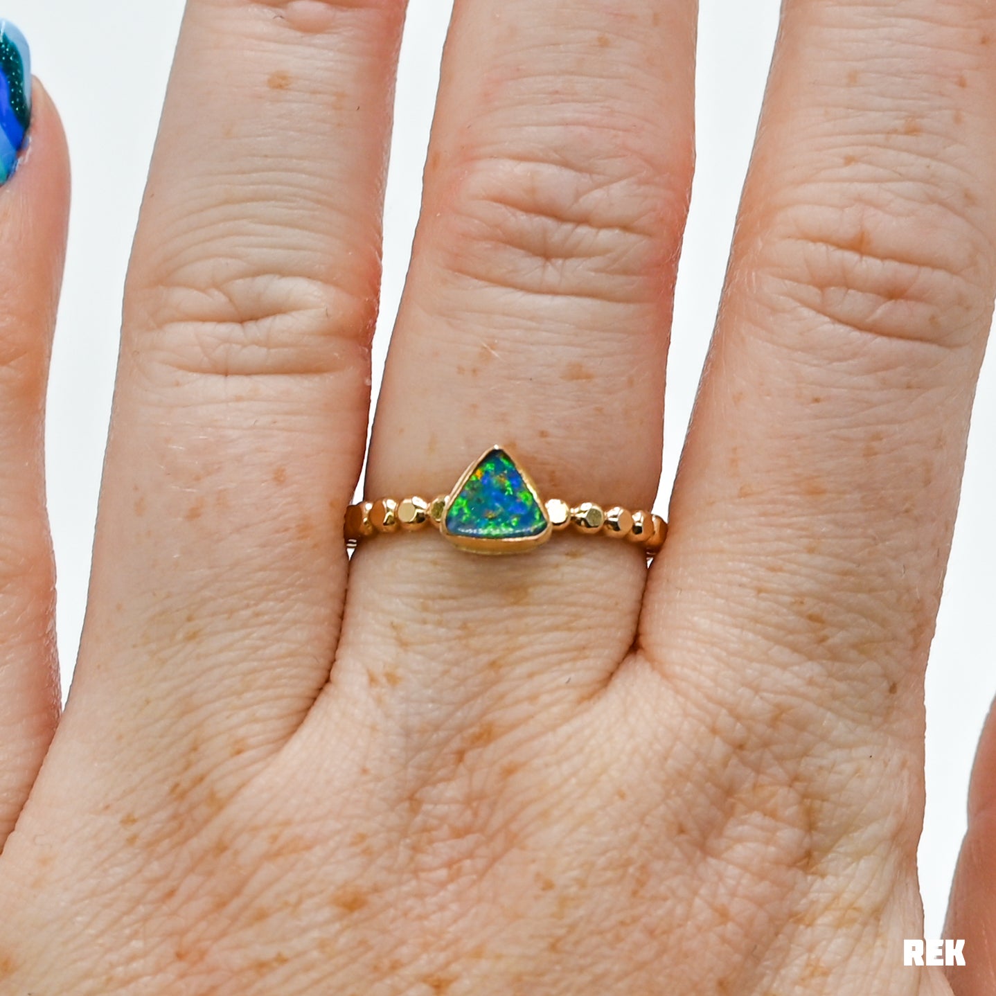 Gold fill triangle Australian opal size 8.25
