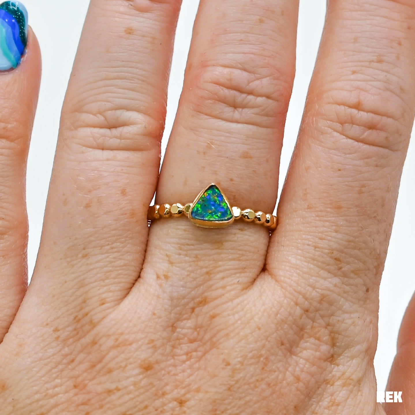 Gold fill triangle Australian opal size 8.25