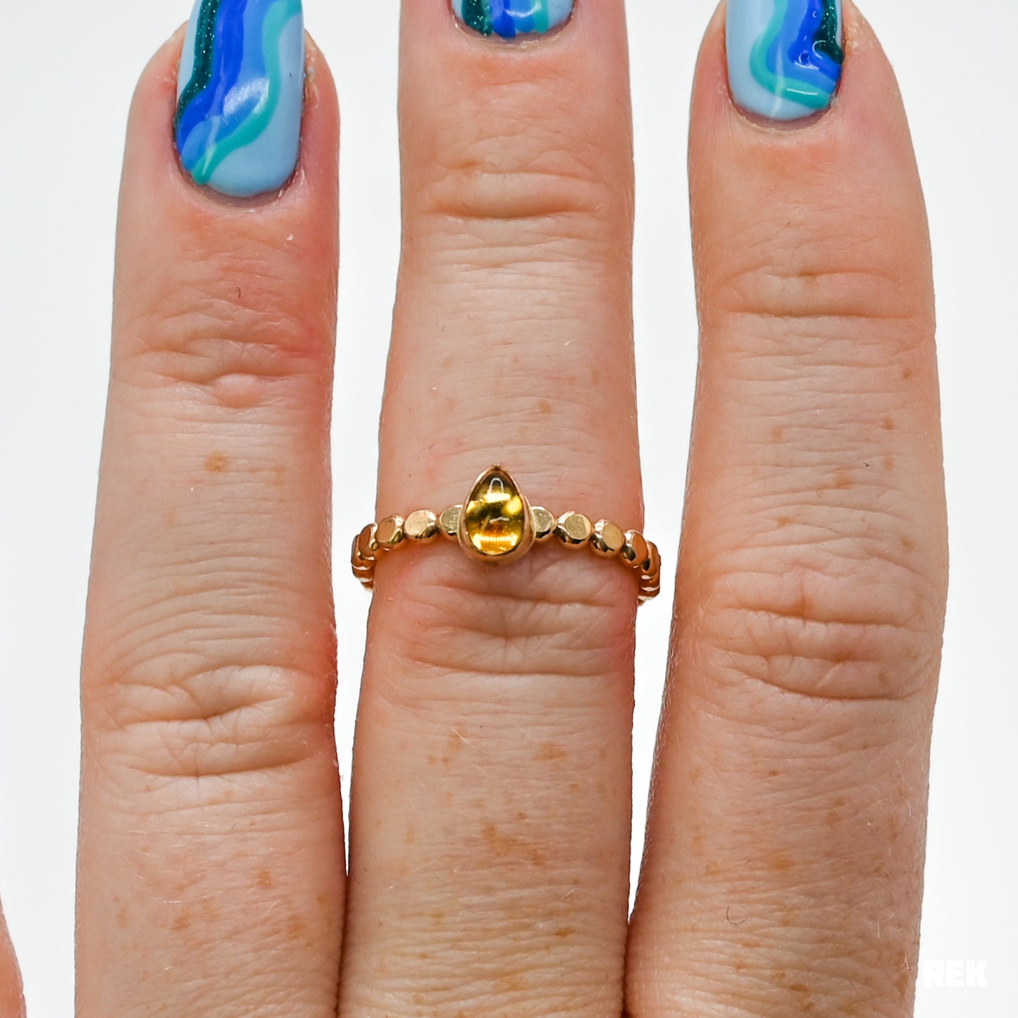 Gold fill tiny pear citrine size 7