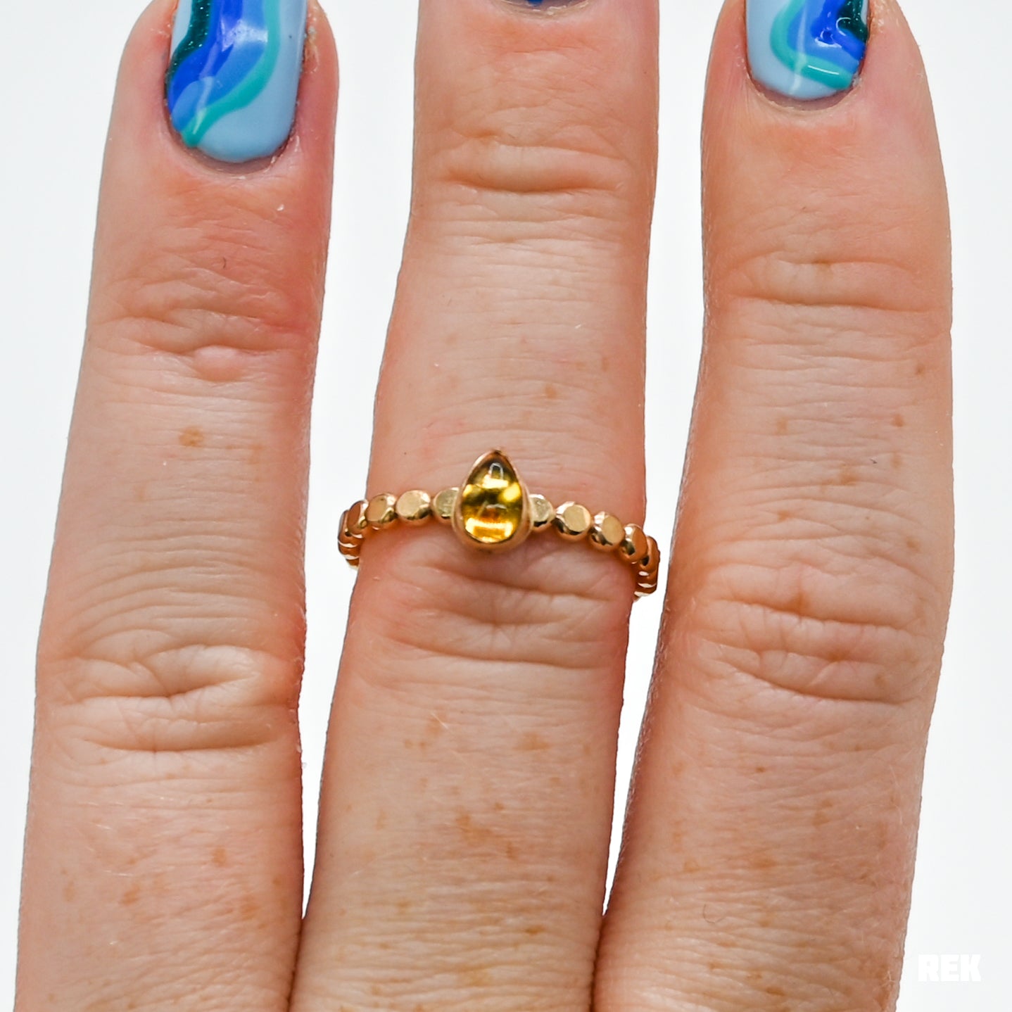 Gold fill tiny pear citrine size 7