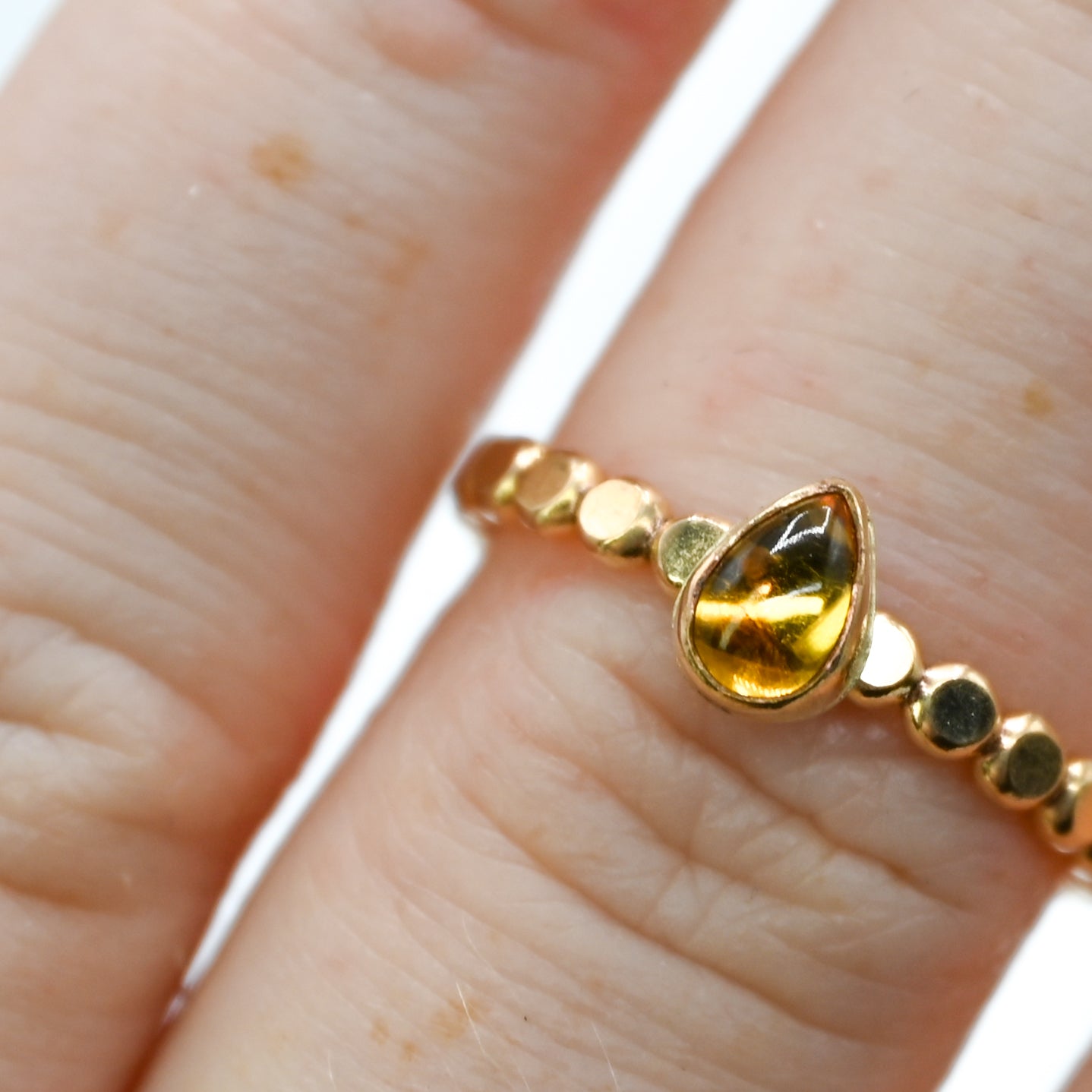 Gold fill tiny pear citrine size 7