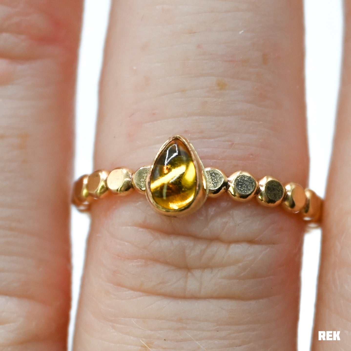 Gold fill tiny pear citrine size 7
