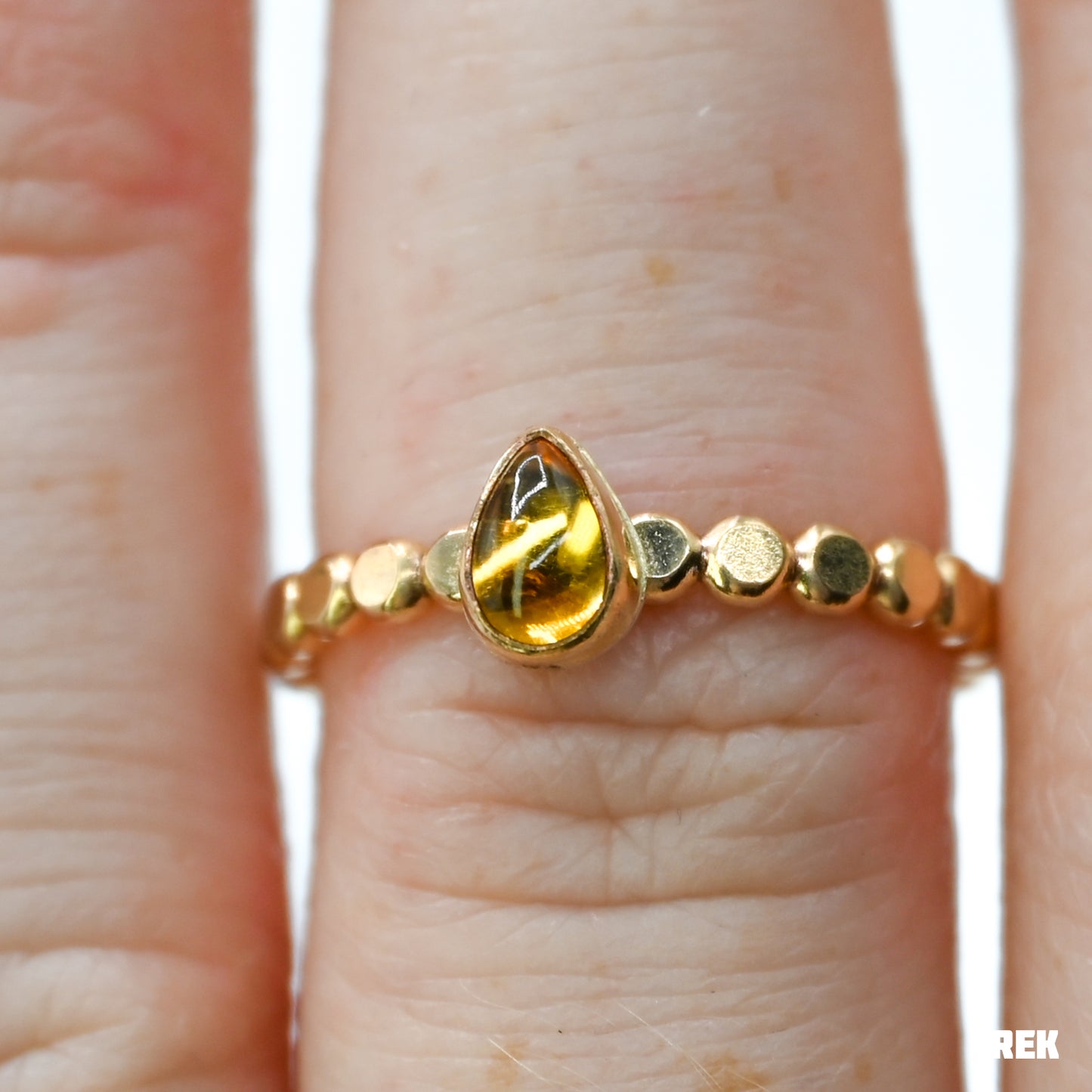 Gold fill tiny pear citrine size 7