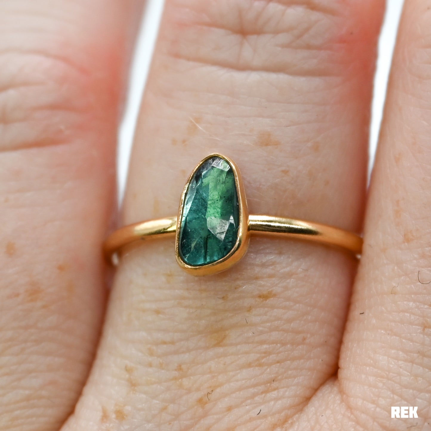 Gold fill teal rose cut tourmaline size 8.75