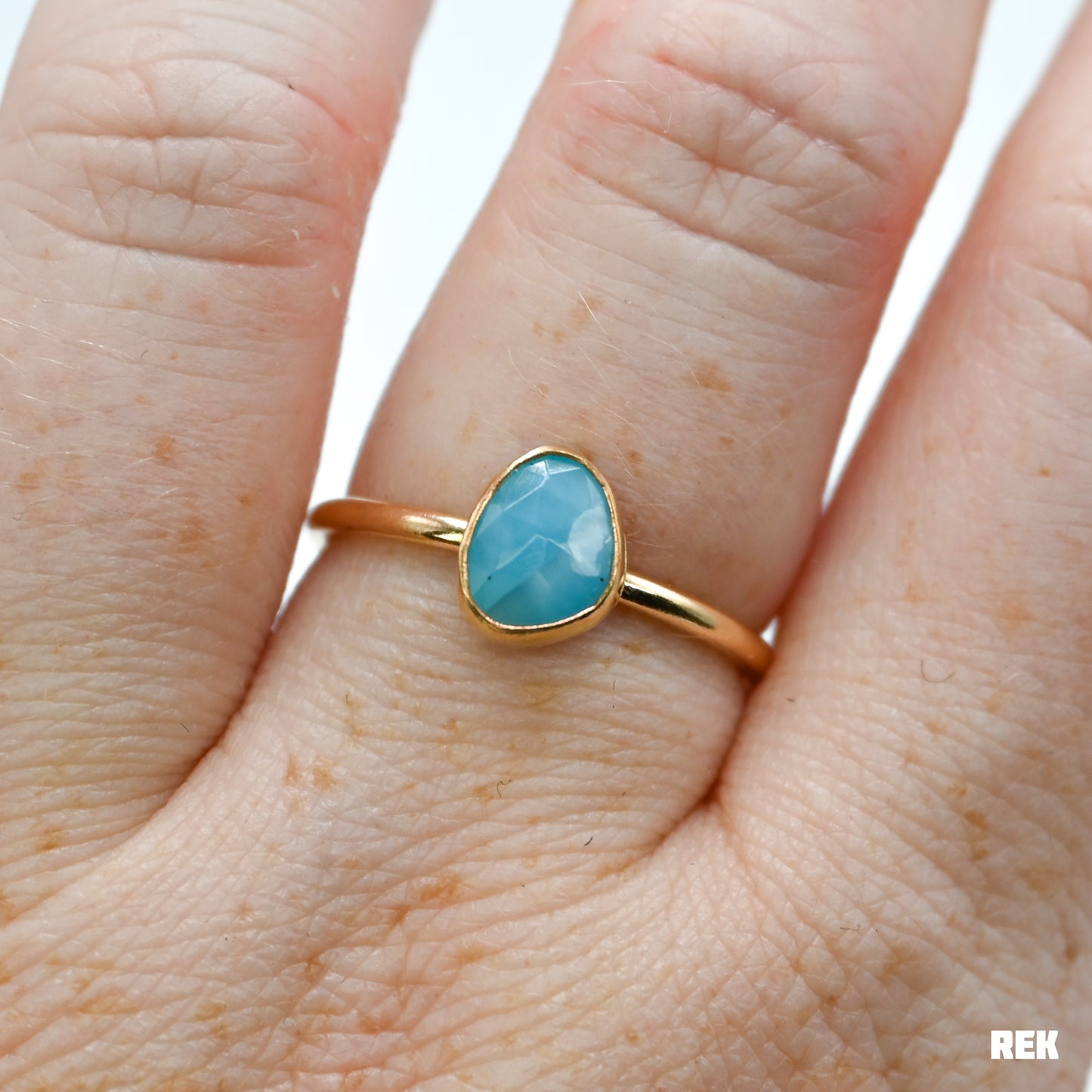 Gold fill rose cut larimar size 8.5