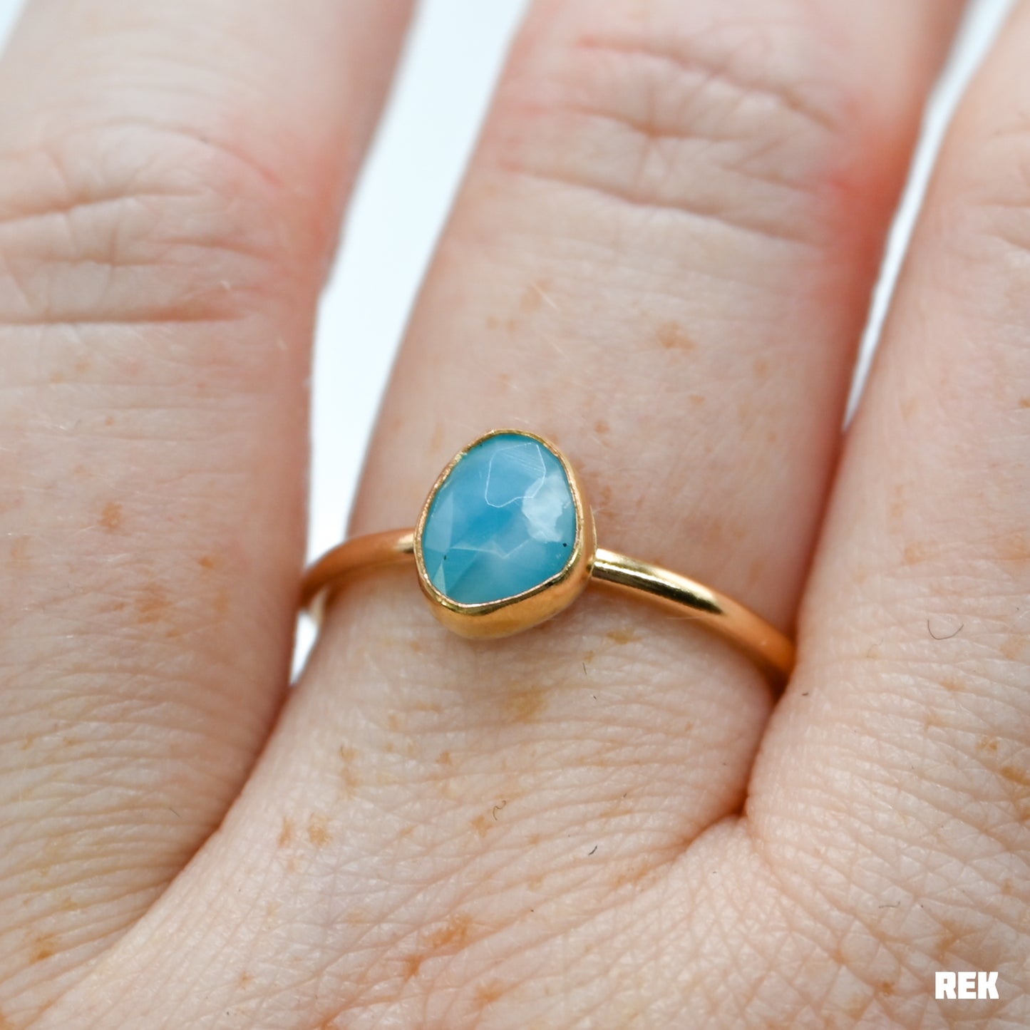 Gold fill rose cut larimar size 8.5