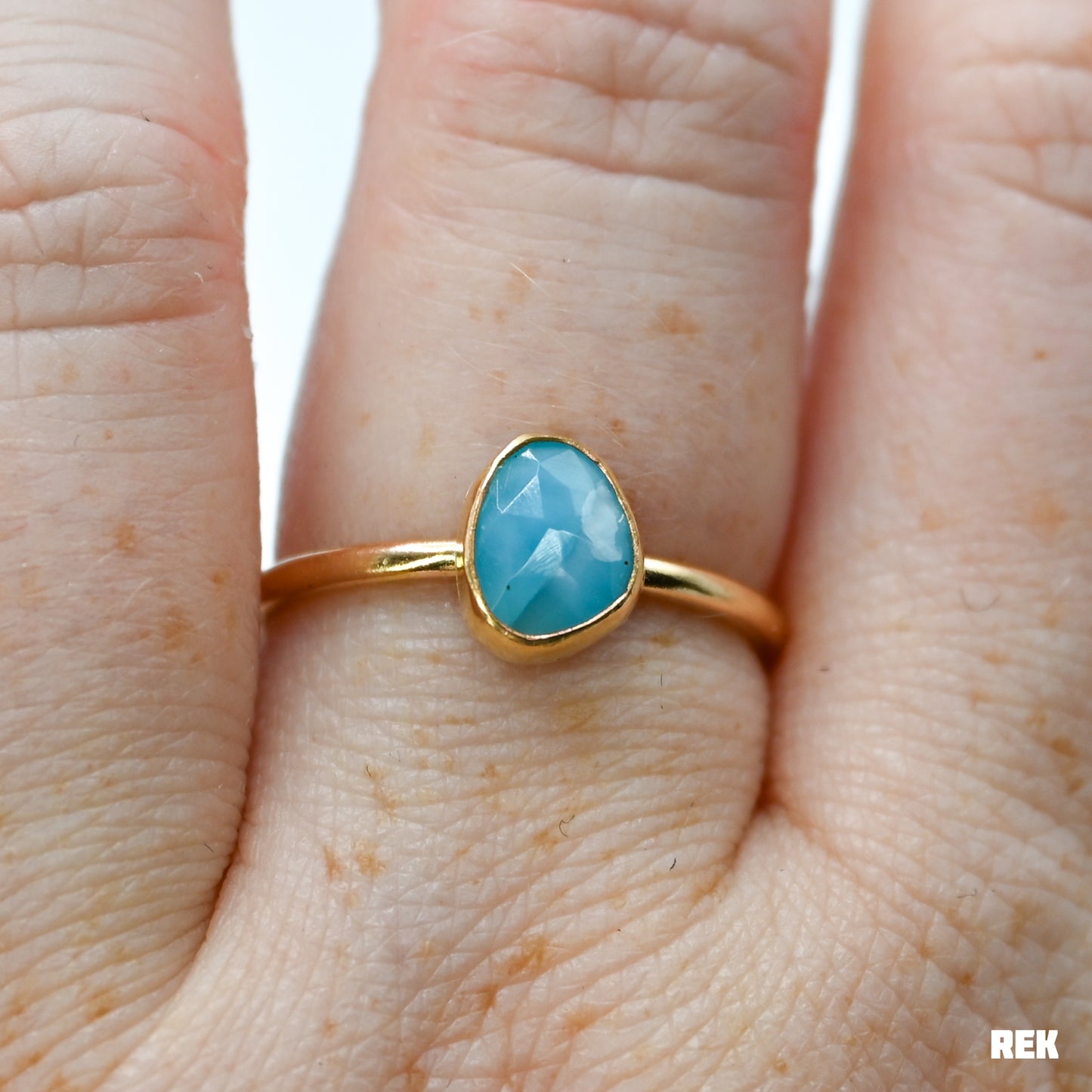 Gold fill rose cut larimar size 8.5