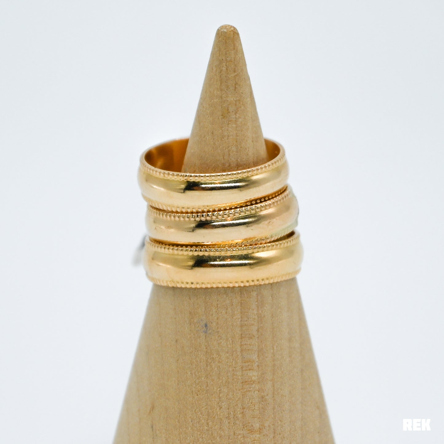 Gold fill thick half round and pattern band