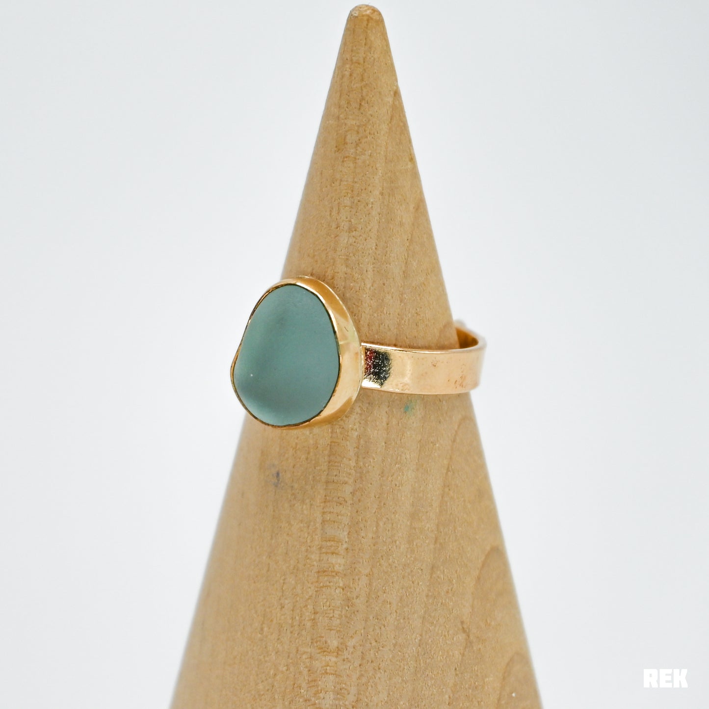 Gold fill aqua sea glass size 7.75