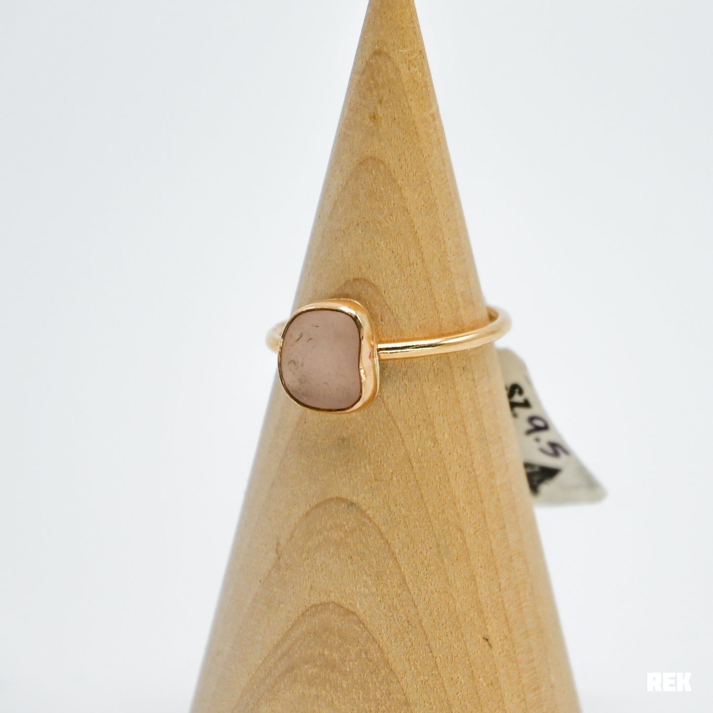 Gold fill pink sea glass size 9.5