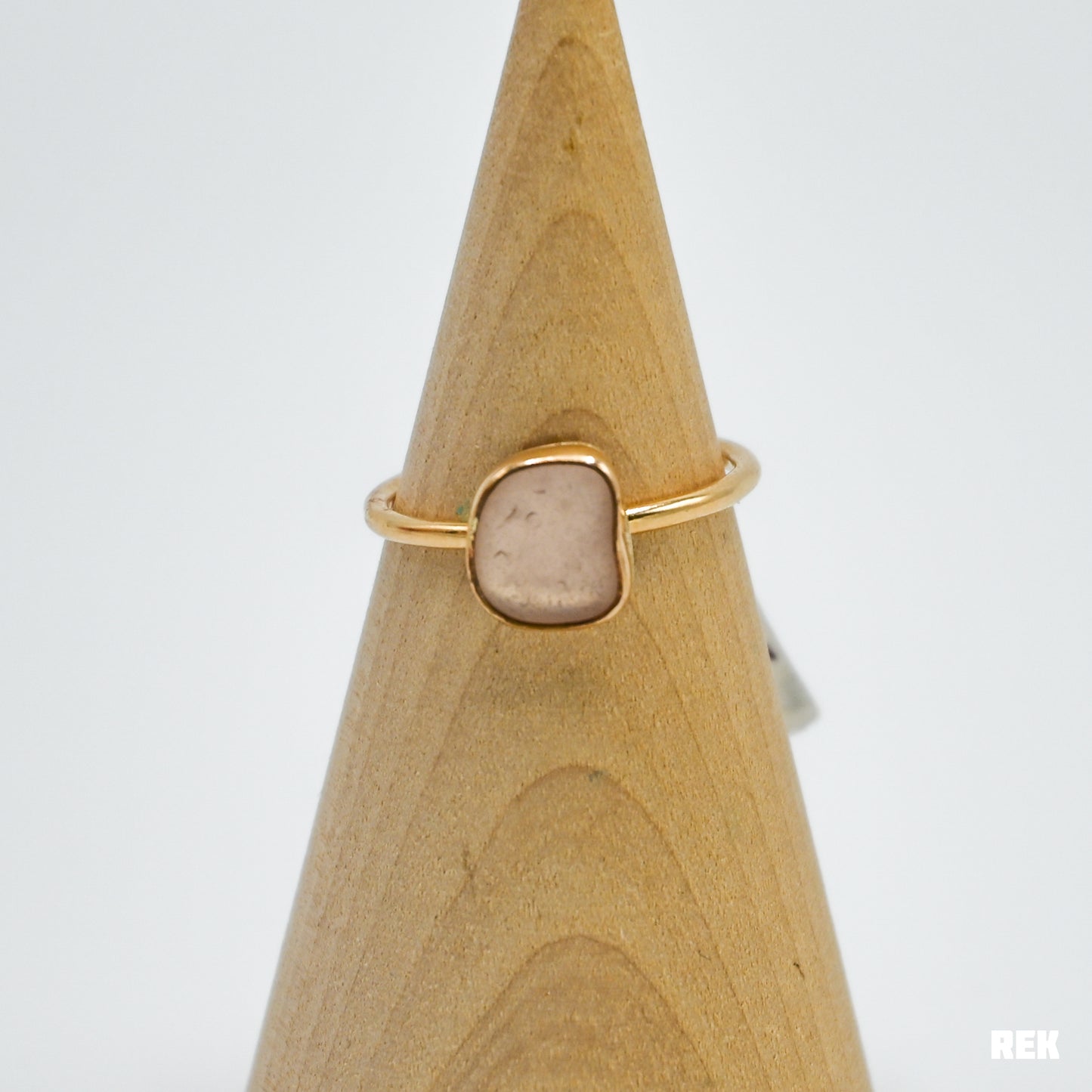 Gold fill pink sea glass size 9.5