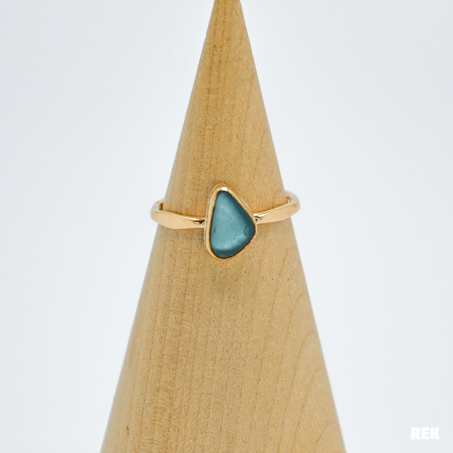 Gold fill aqua sea glass size 7.5