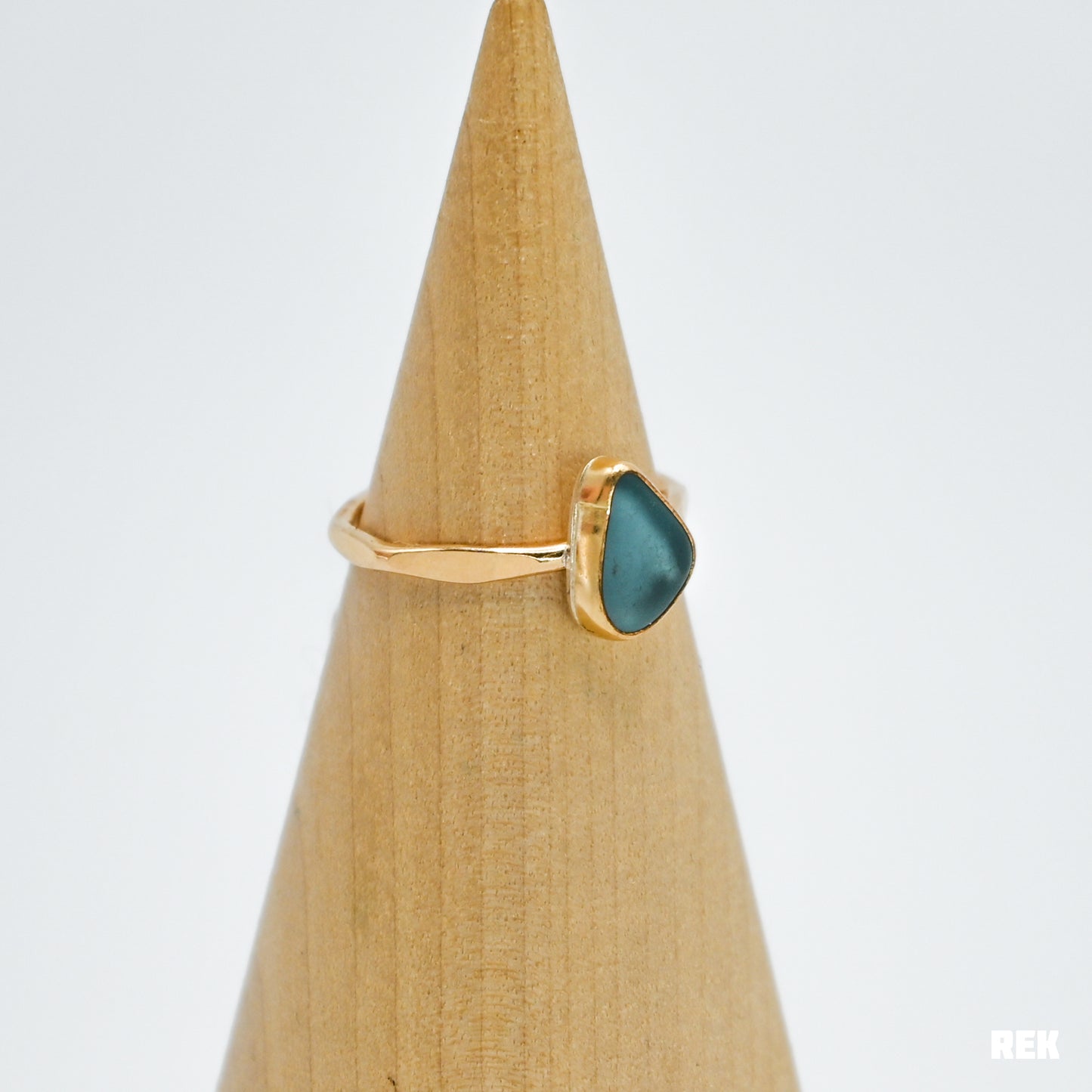Gold fill aqua sea glass size 7.5